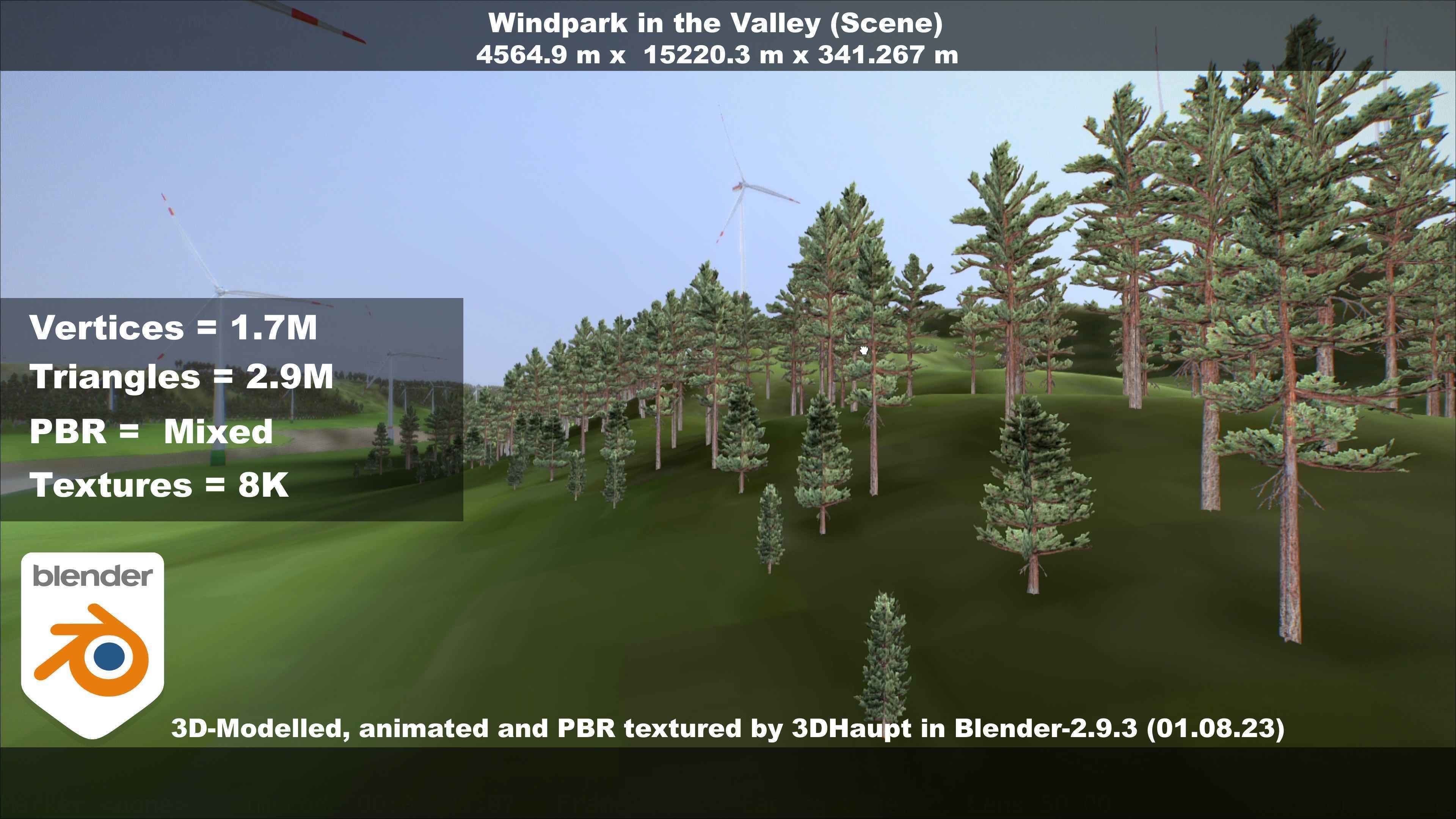 Windpark in the Valley Scene Low-poly 3D model_126