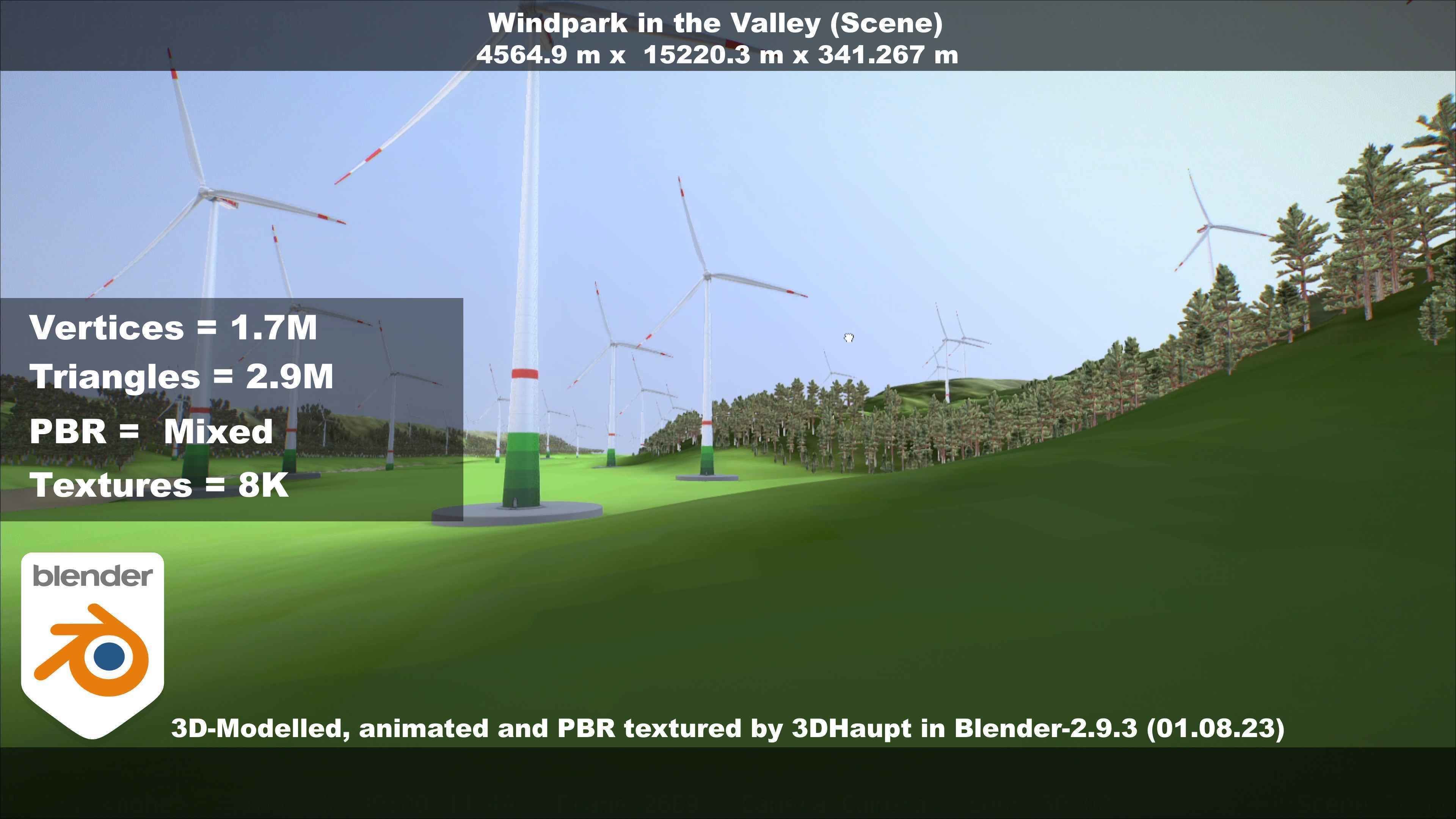 Windpark in the Valley Scene Low-poly 3D model_98