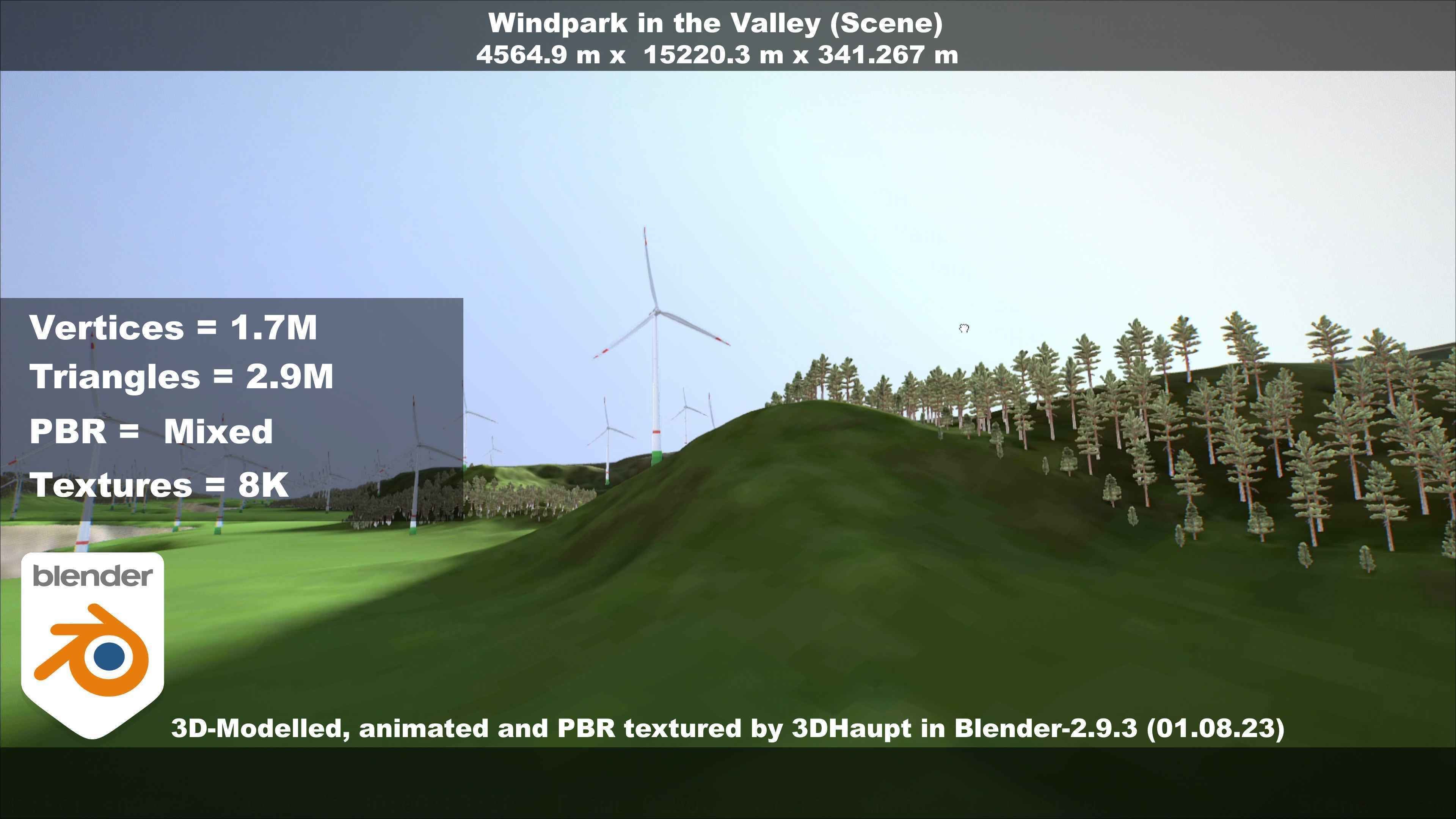 Windpark in the Valley Scene Low-poly 3D model_123