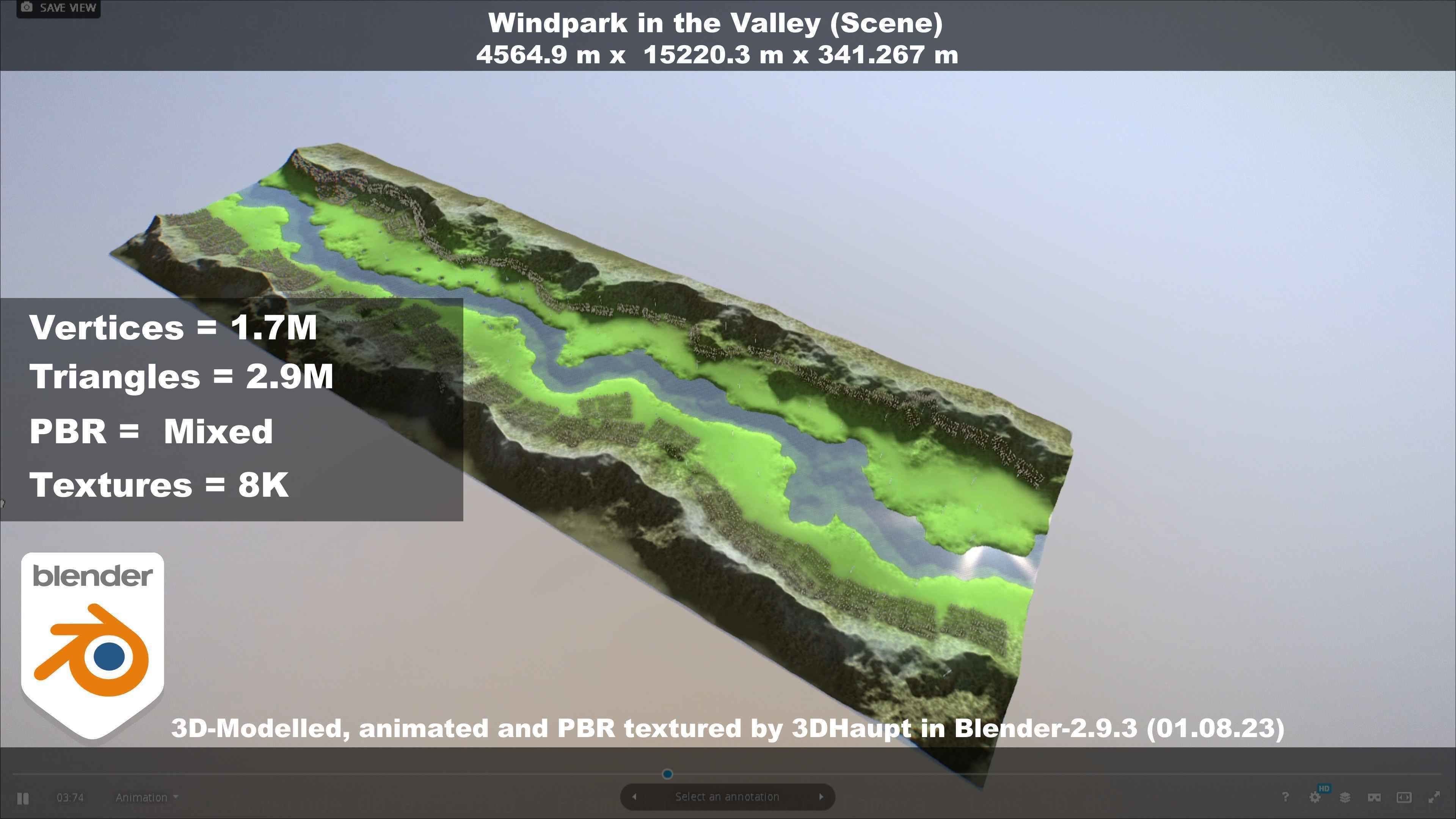 Windpark in the Valley Scene Low-poly 3D model_113
