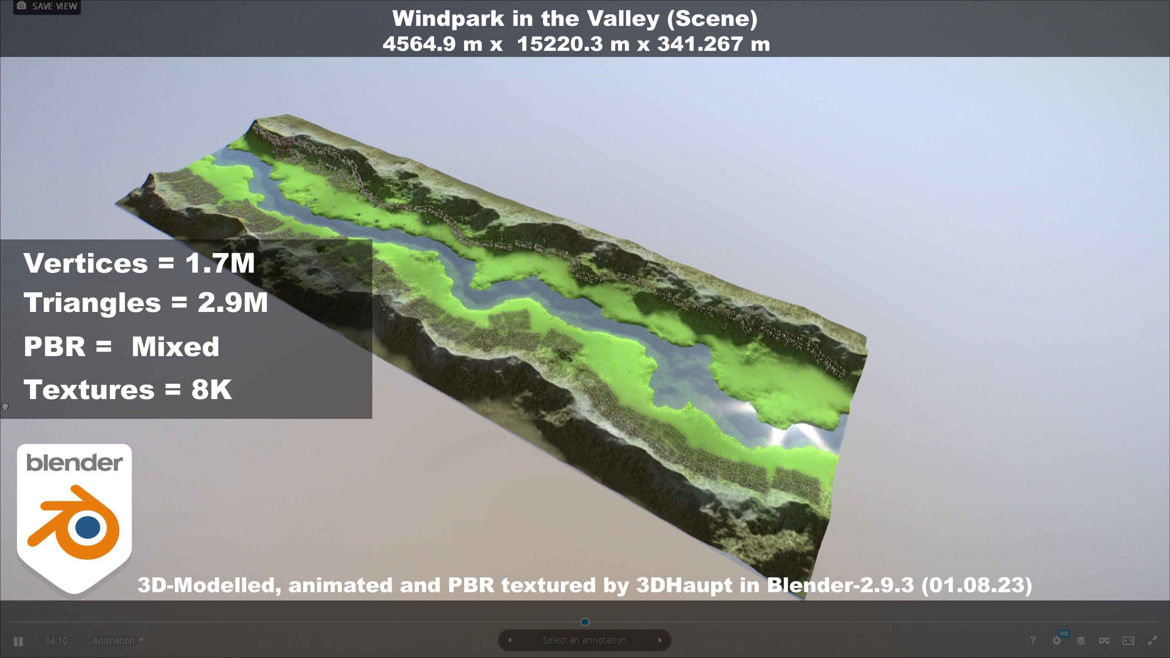 Windpark in the Valley Scene Low-poly 3D model_74