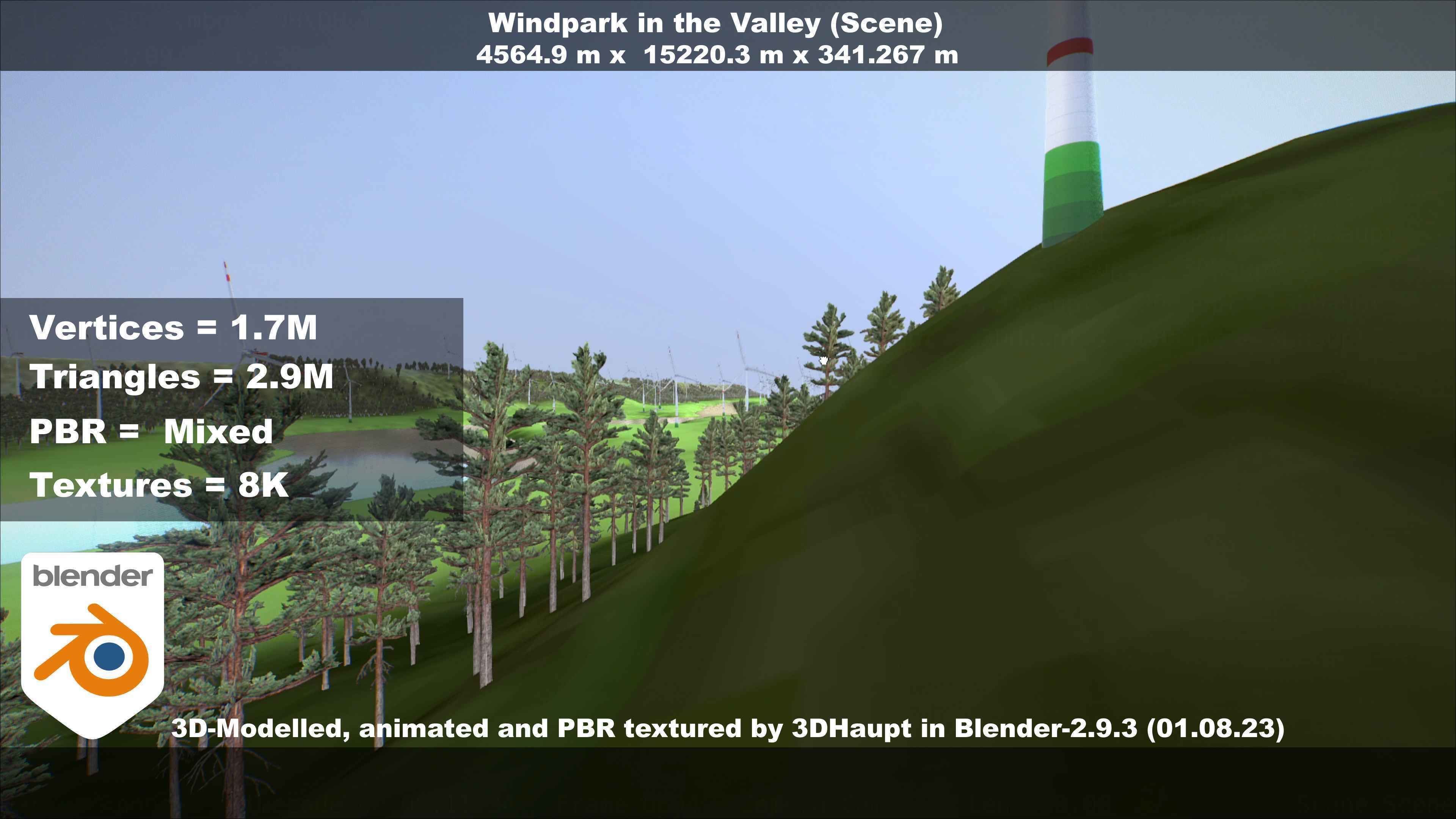Windpark in the Valley Scene Low-poly 3D model_128
