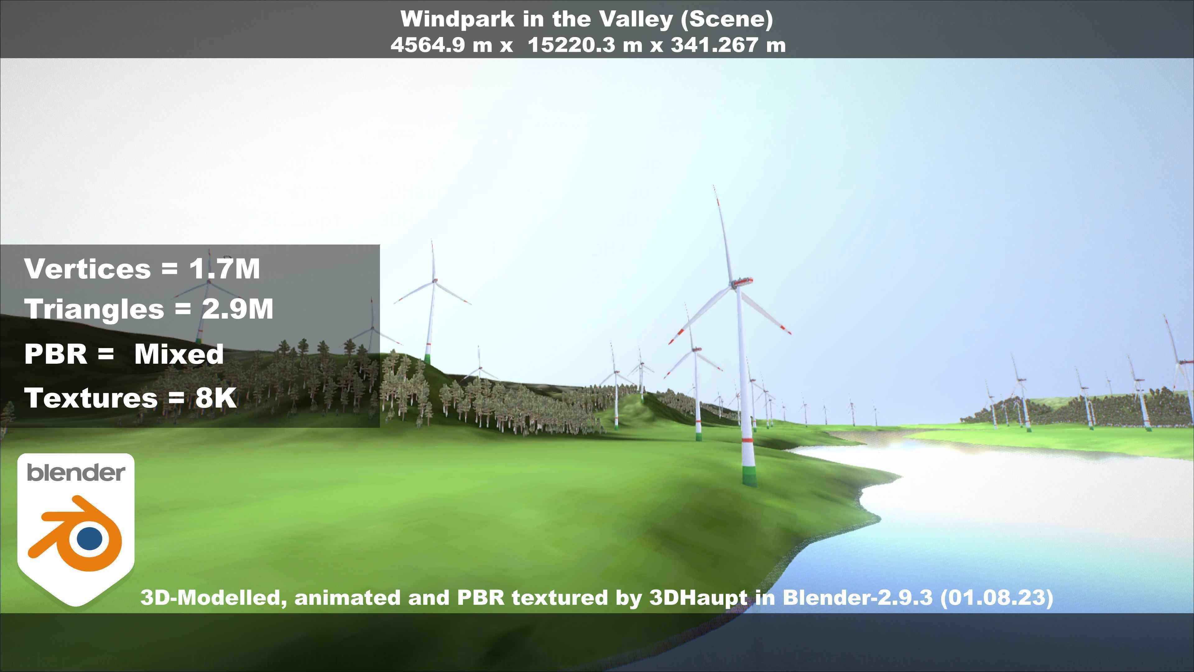 Windpark in the Valley Scene Low-poly 3D model_129