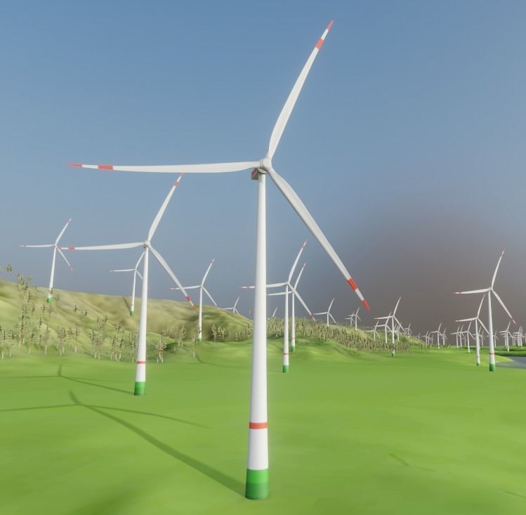 Windpark in the Valley Scene Low-poly 3D model_21