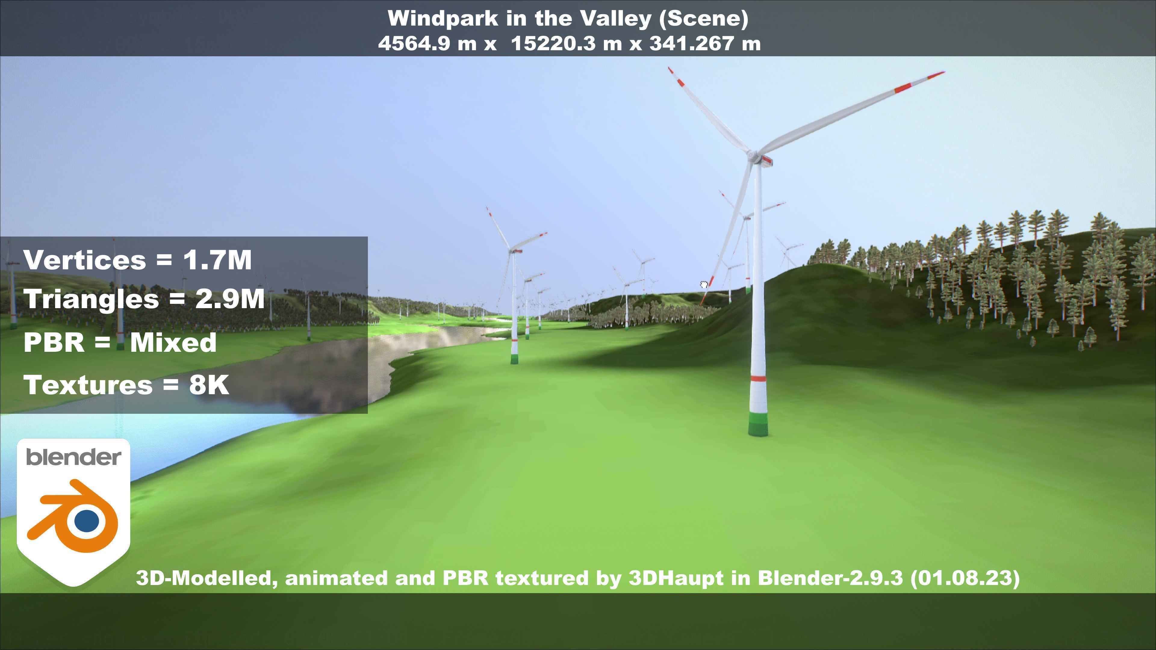 Windpark in the Valley Scene Low-poly 3D model_83