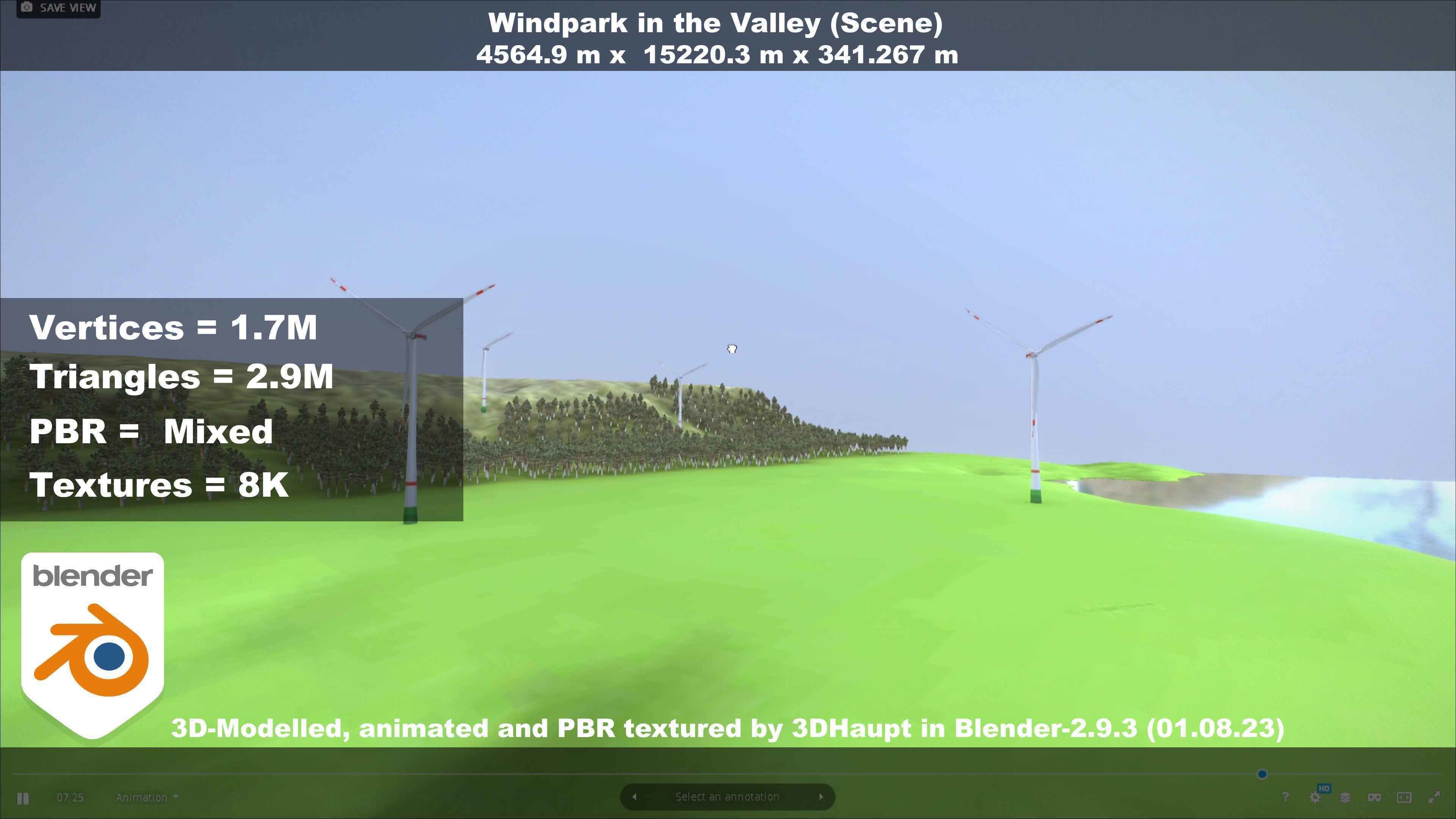 Windpark in the Valley Scene Low-poly 3D model_60
