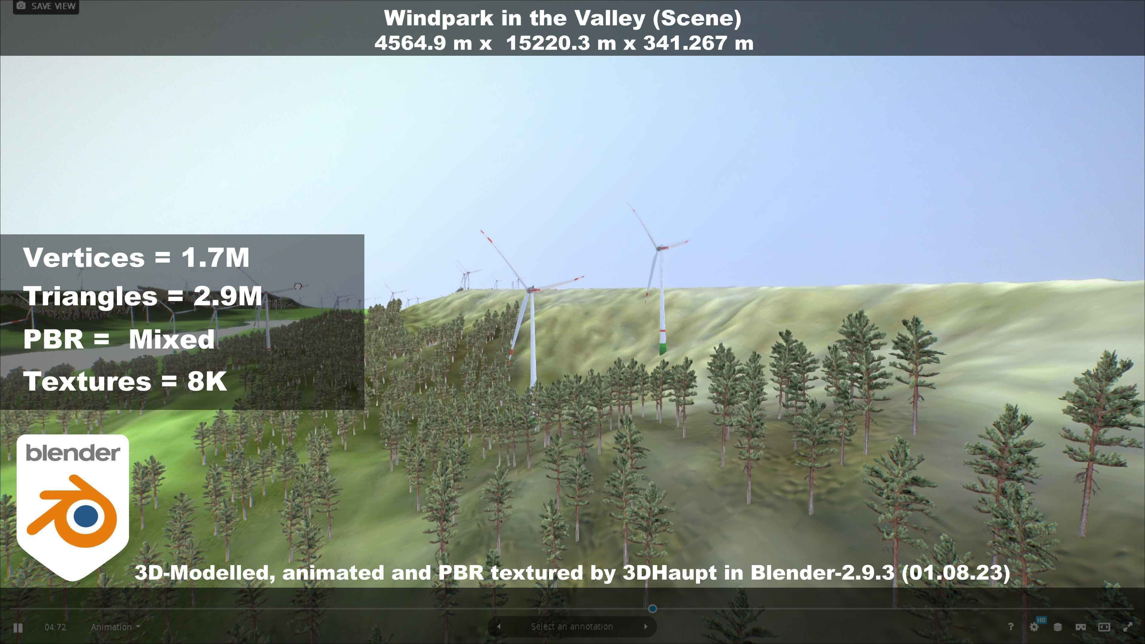 Windpark in the Valley Scene Low-poly 3D model_31