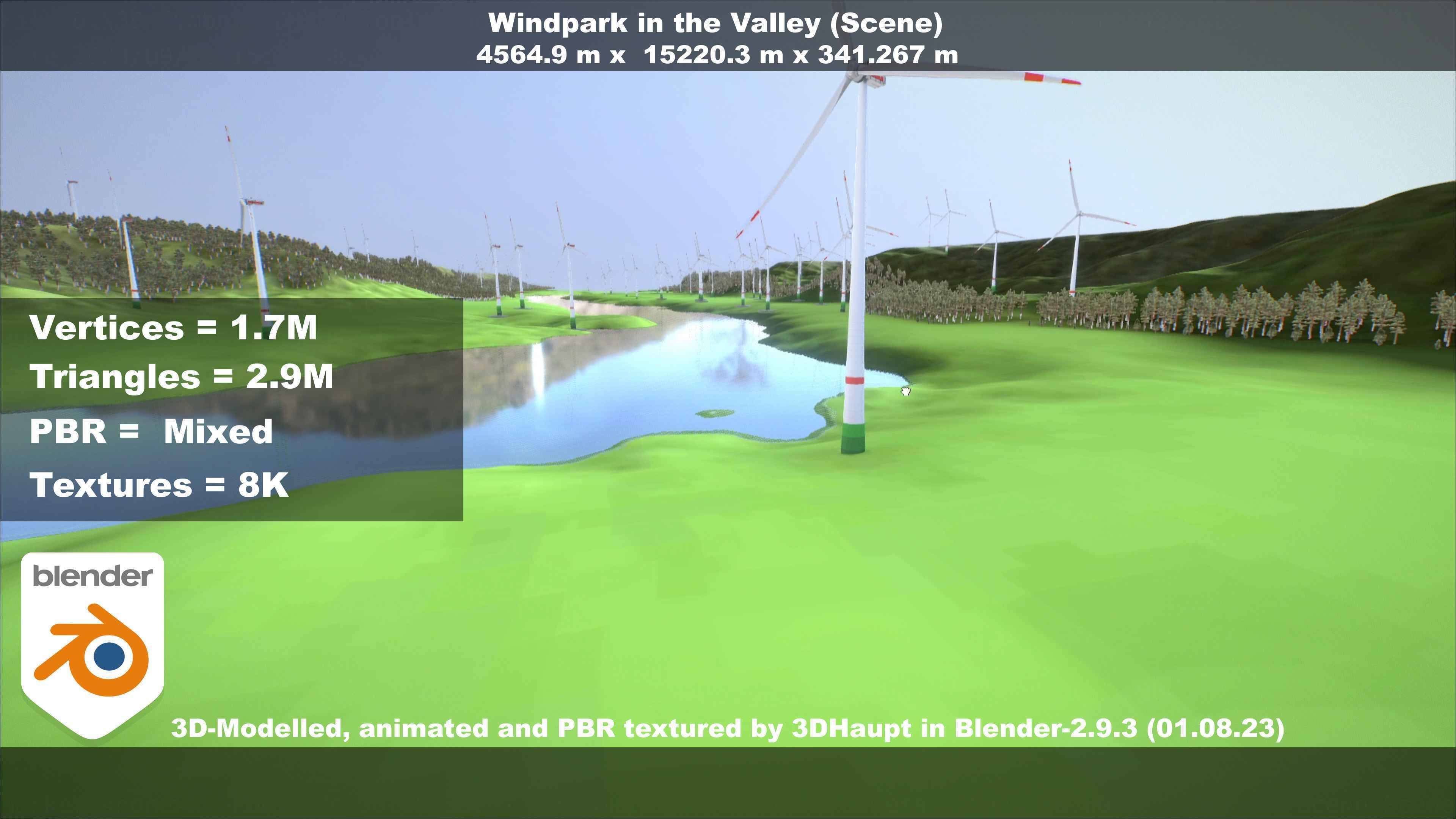 Windpark in the Valley Scene Low-poly 3D model_133