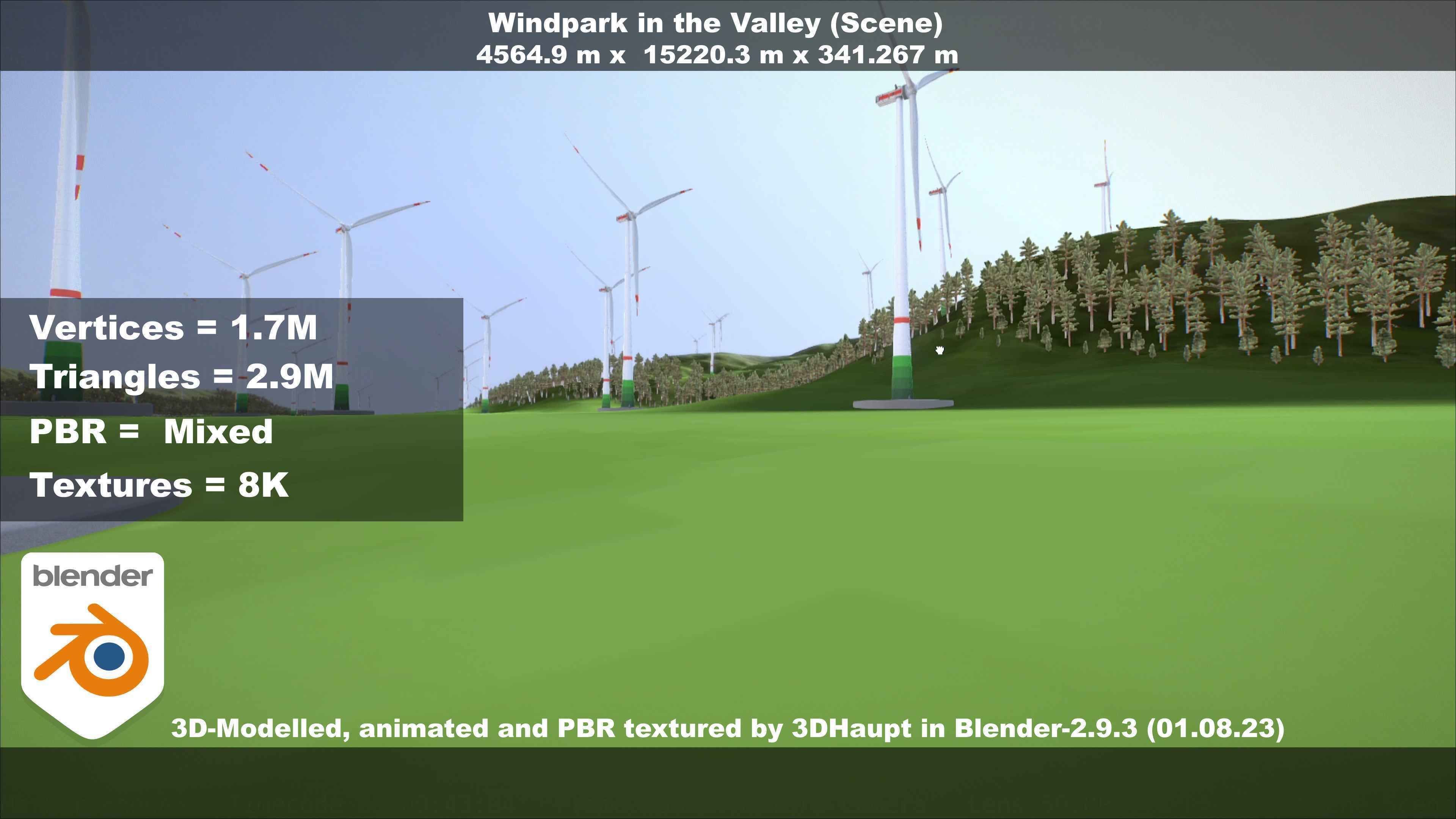 Windpark in the Valley Scene Low-poly 3D model_97
