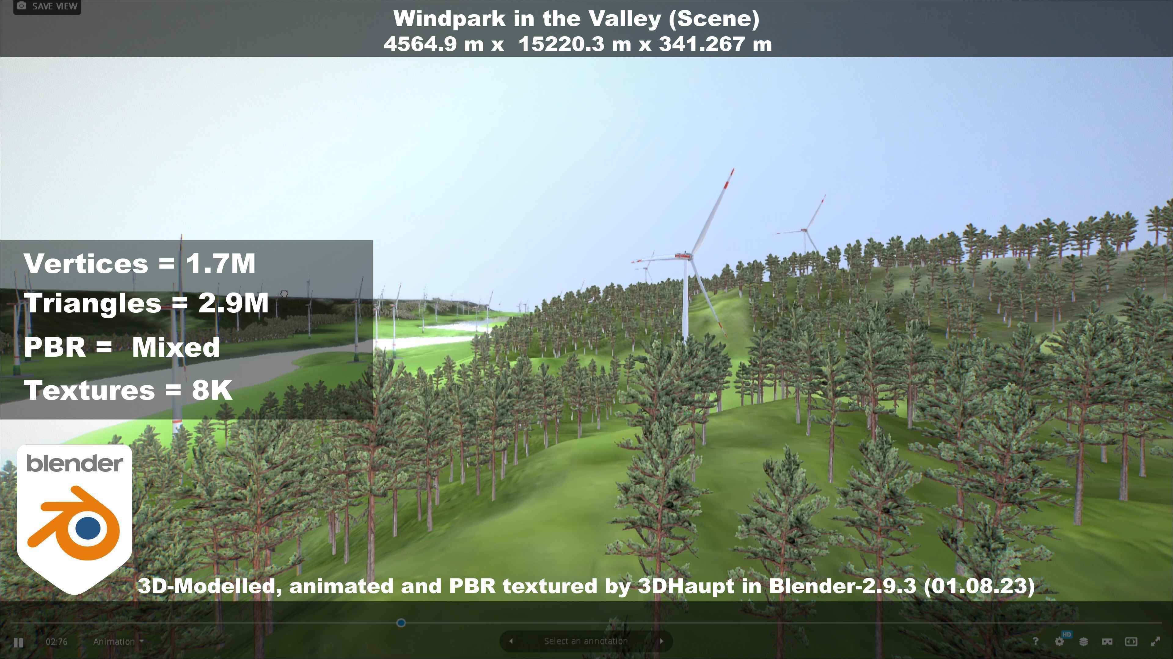 Windpark in the Valley Scene Low-poly 3D model_64
