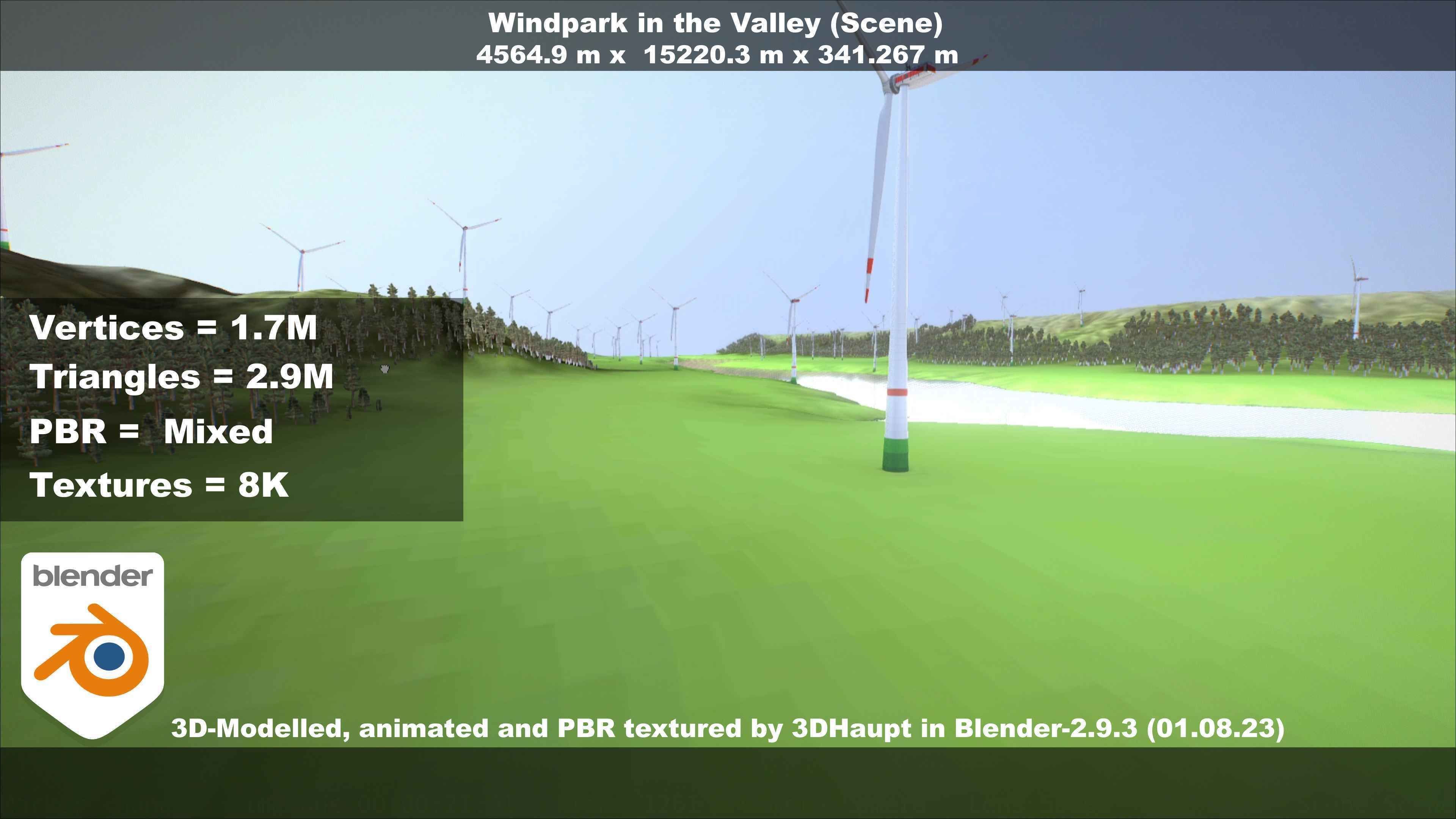 Windpark in the Valley Scene Low-poly 3D model_116