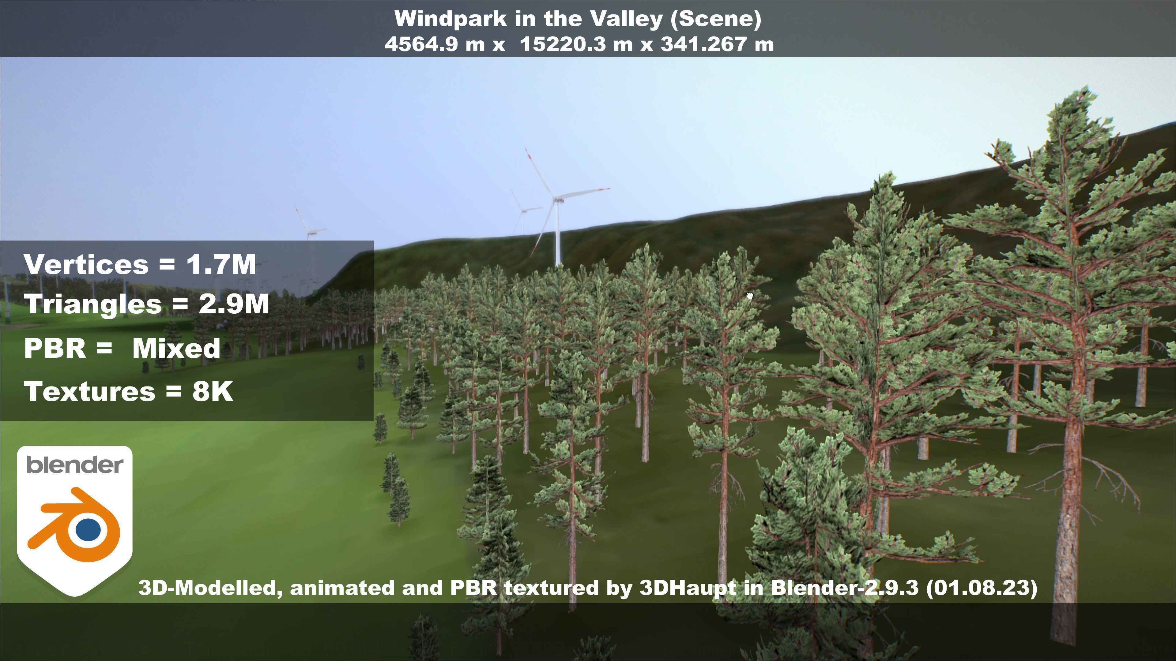 Windpark in the Valley Scene Low-poly 3D model_62