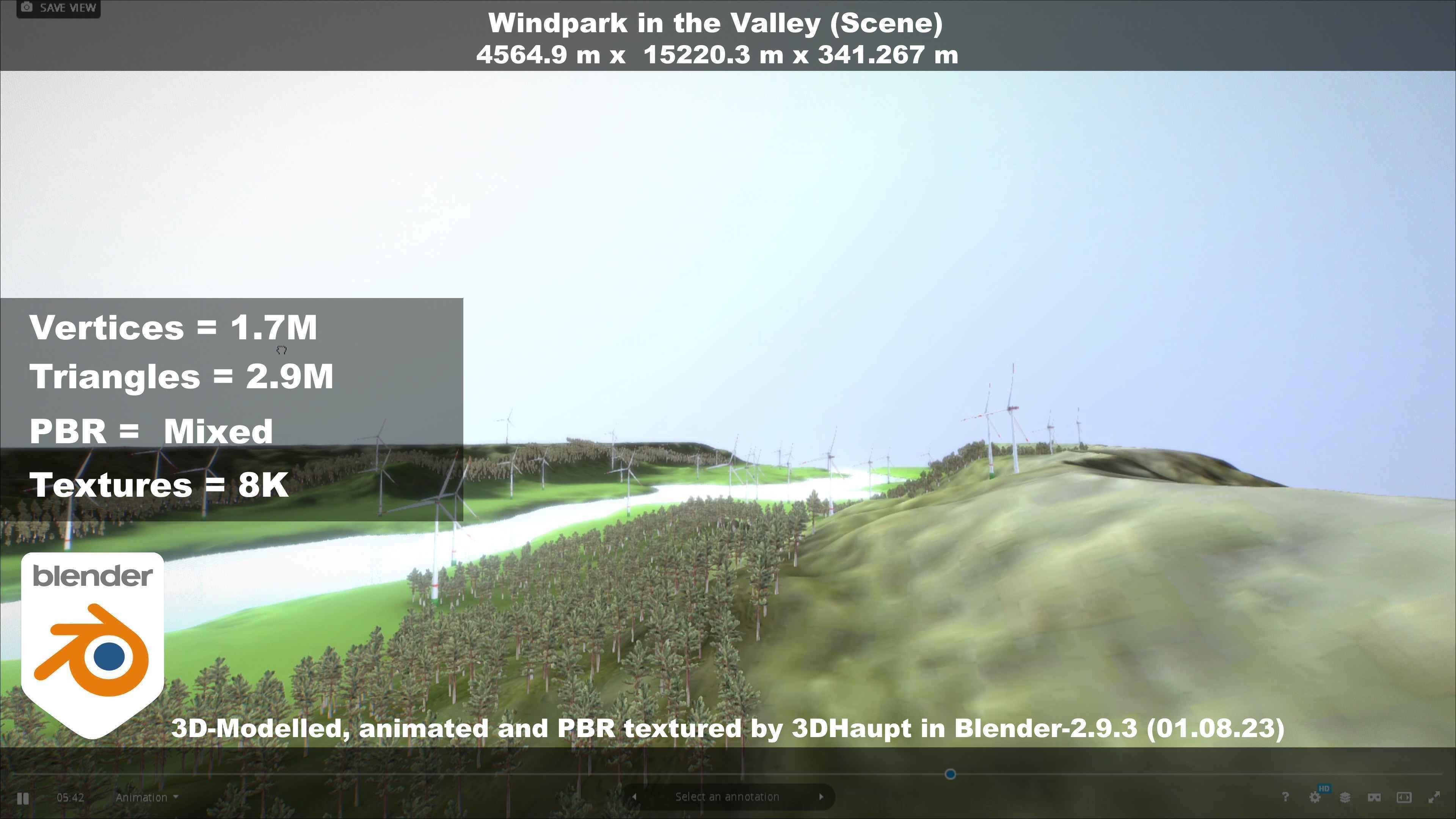Windpark in the Valley Scene Low-poly 3D model_109