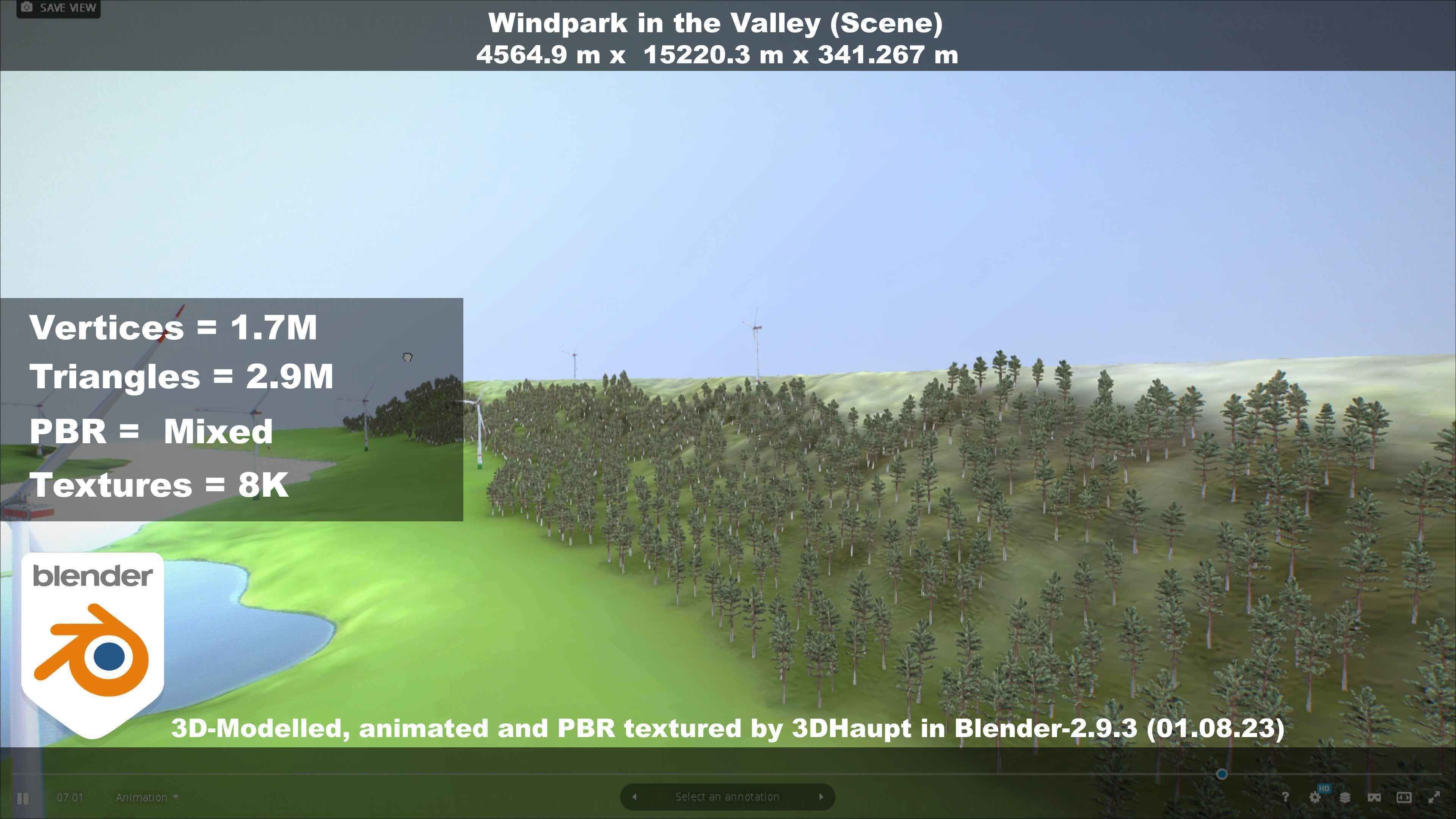 Windpark in the Valley Scene Low-poly 3D model_110