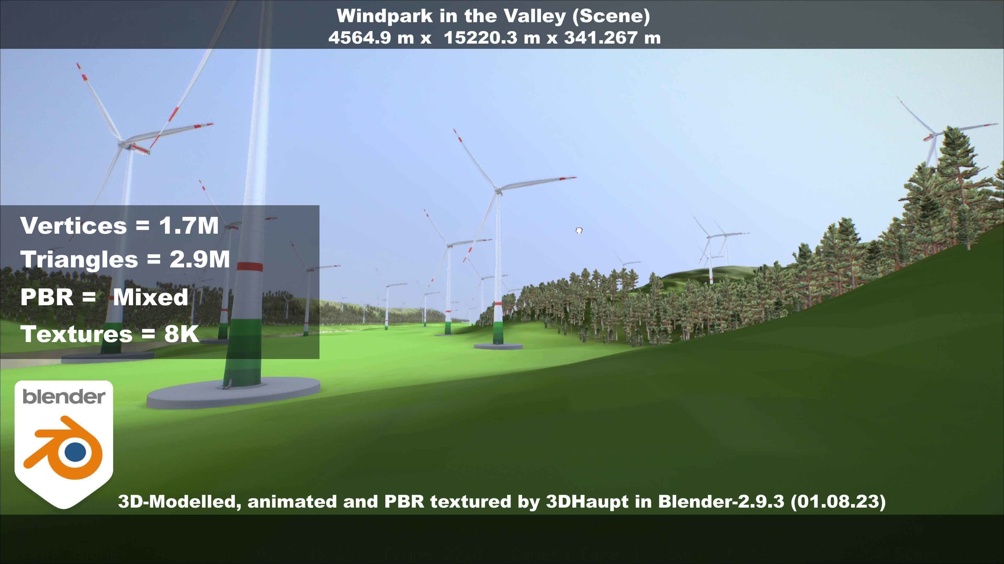 Windpark in the Valley Scene Low-poly 3D model_52