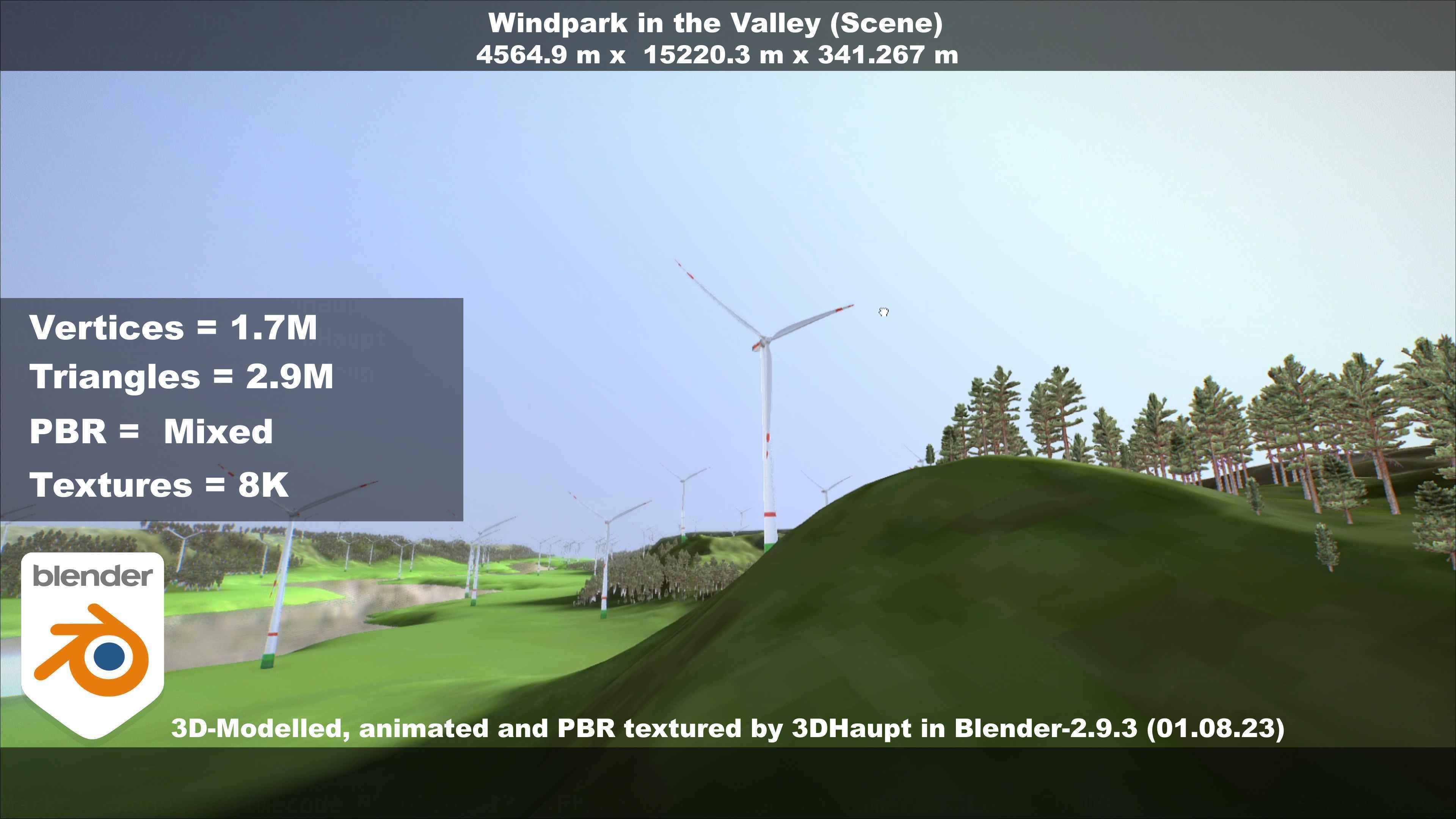 Windpark in the Valley Scene Low-poly 3D model_86