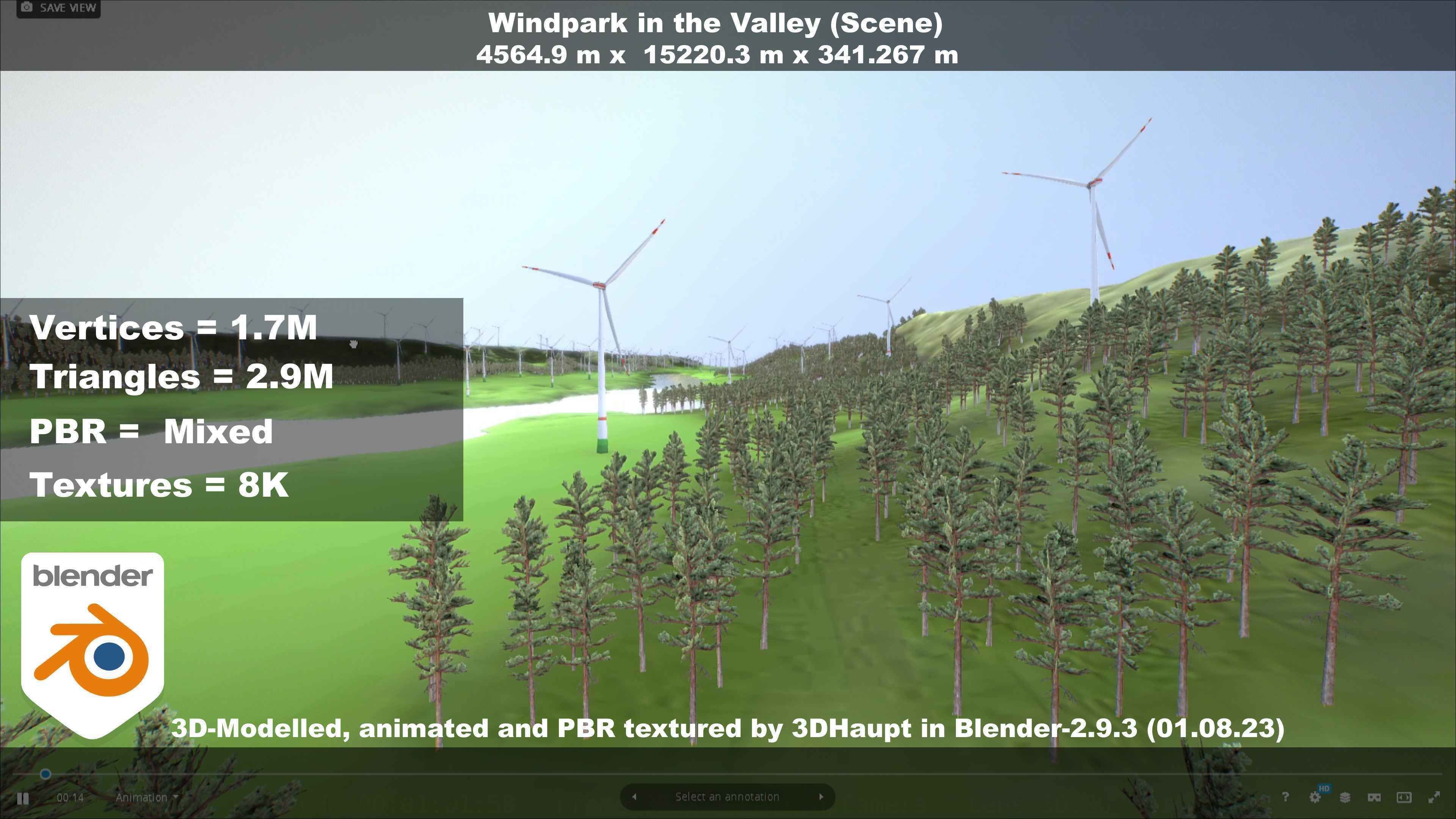 Windpark in the Valley Scene Low-poly 3D model_8