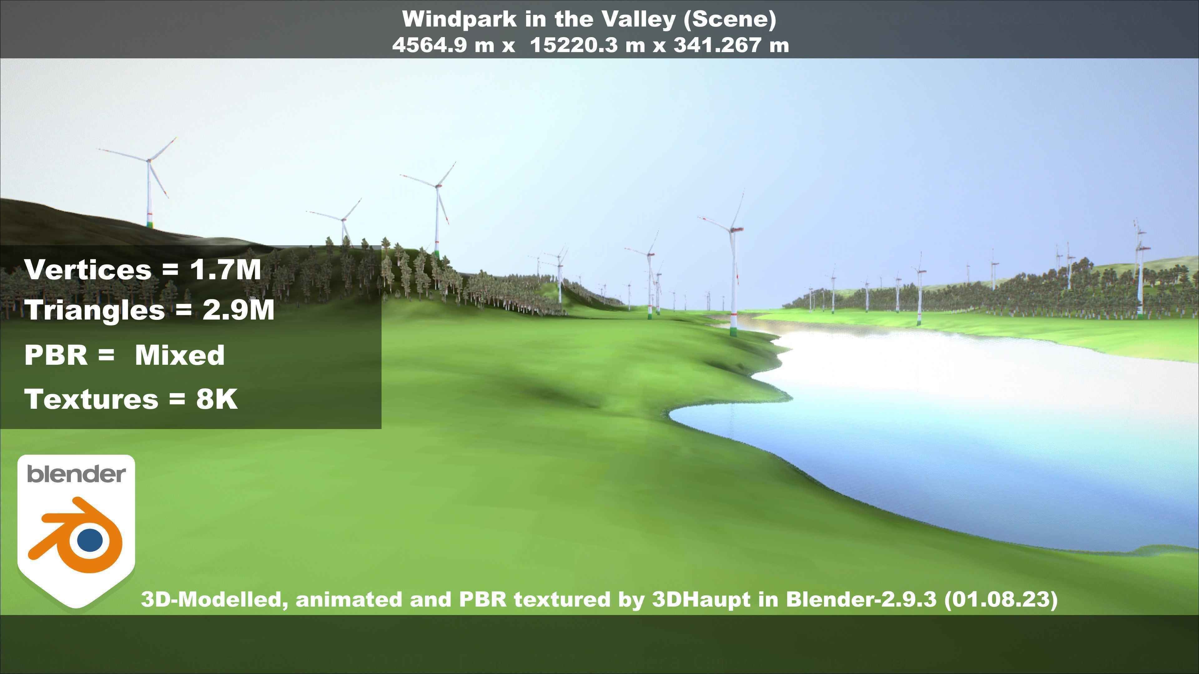 Windpark in the Valley Scene Low-poly 3D model_127