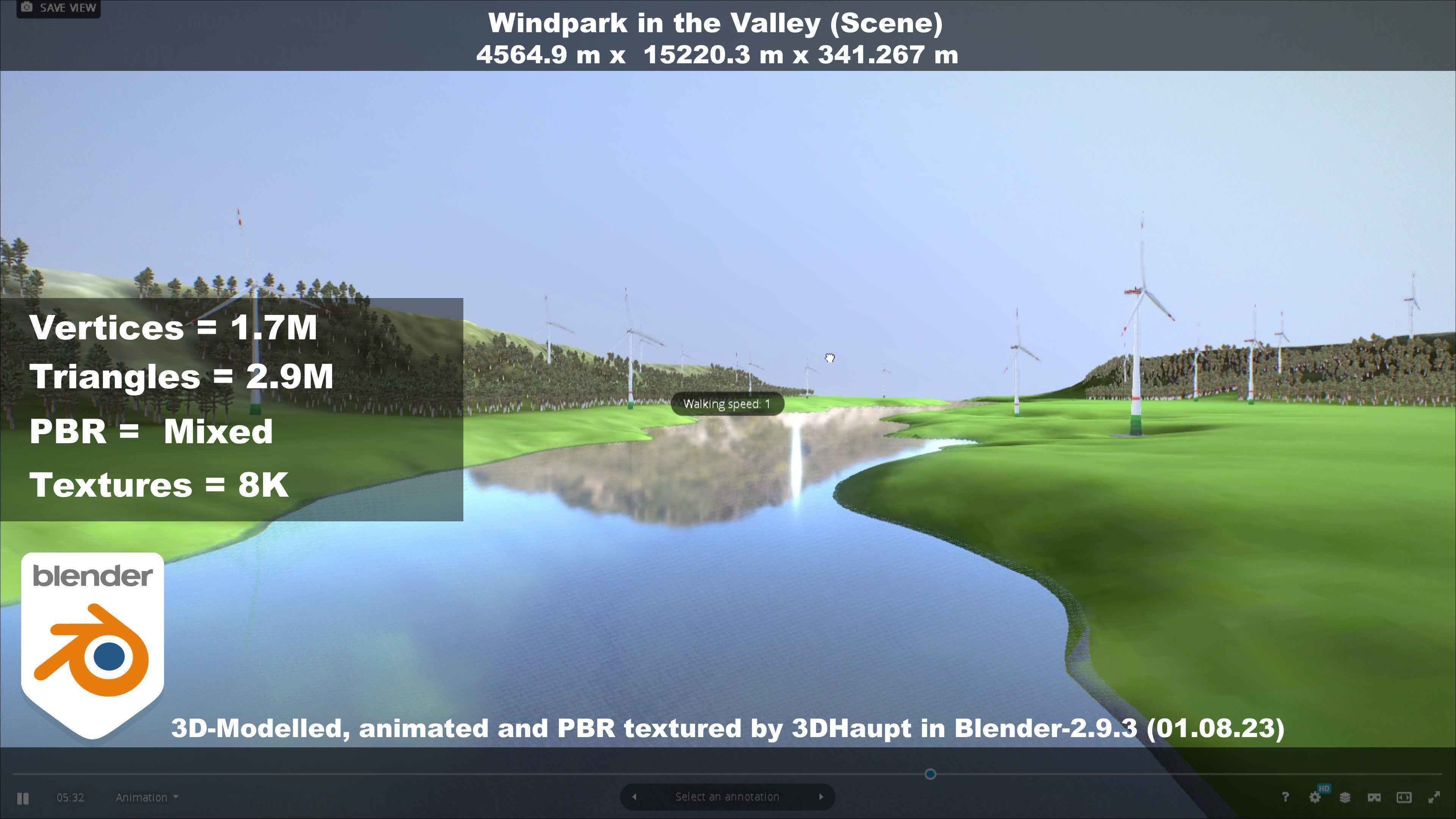 Windpark in the Valley Scene Low-poly 3D model_103