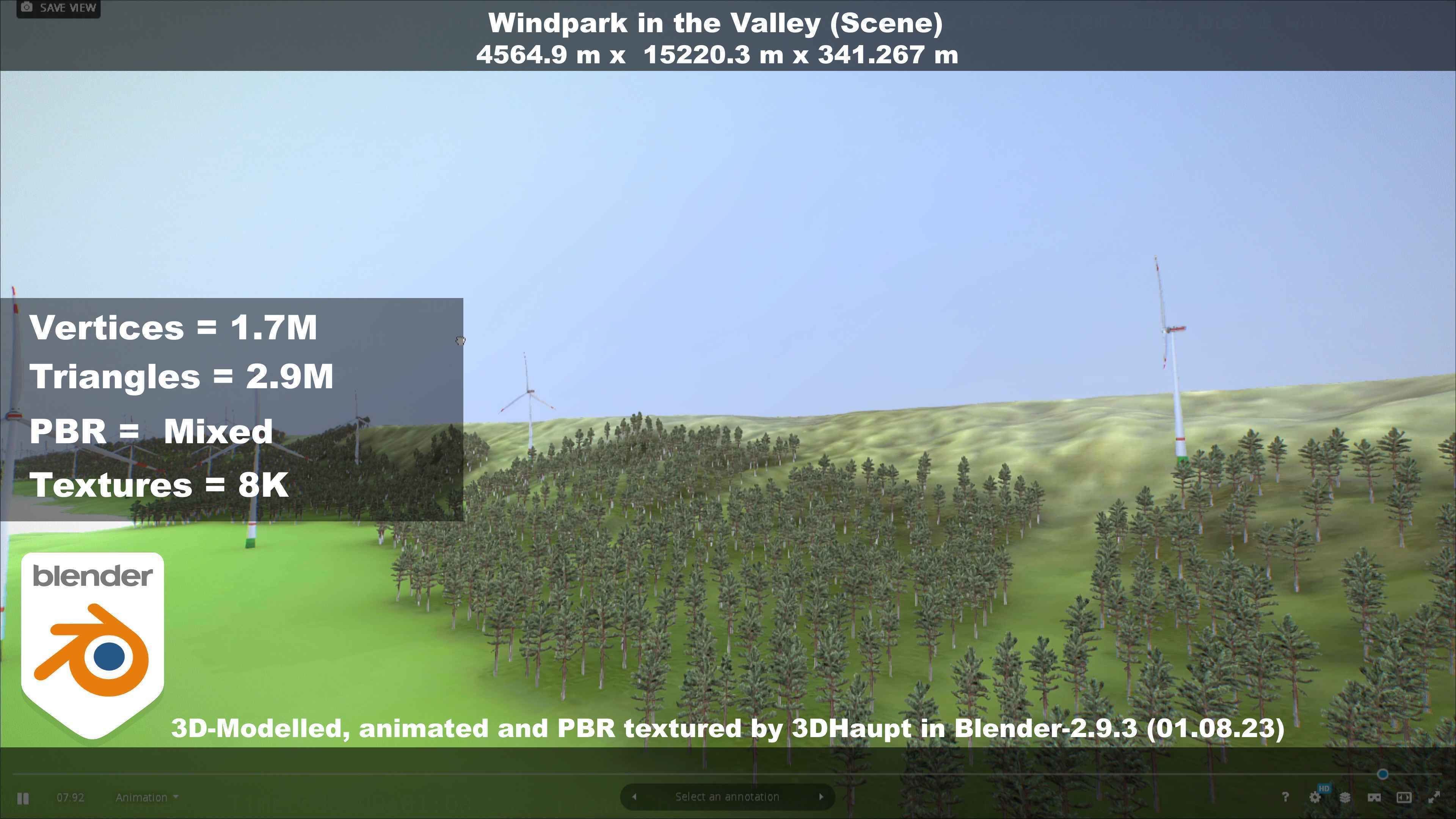 Windpark in the Valley Scene Low-poly 3D model_104