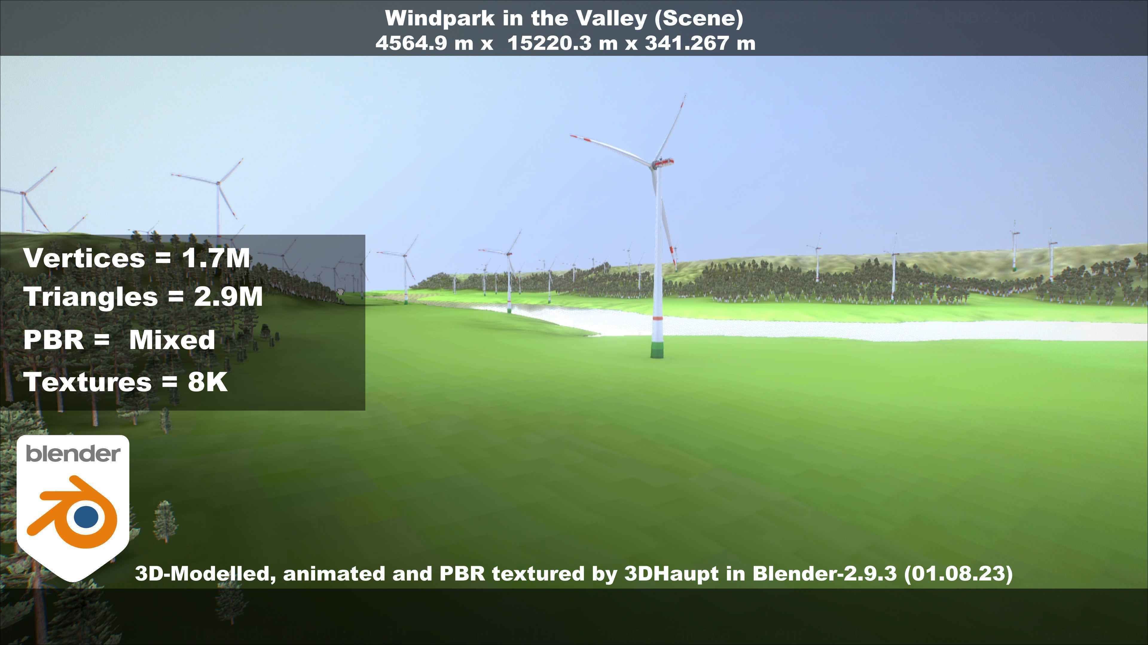 Windpark in the Valley Scene Low-poly 3D model_90