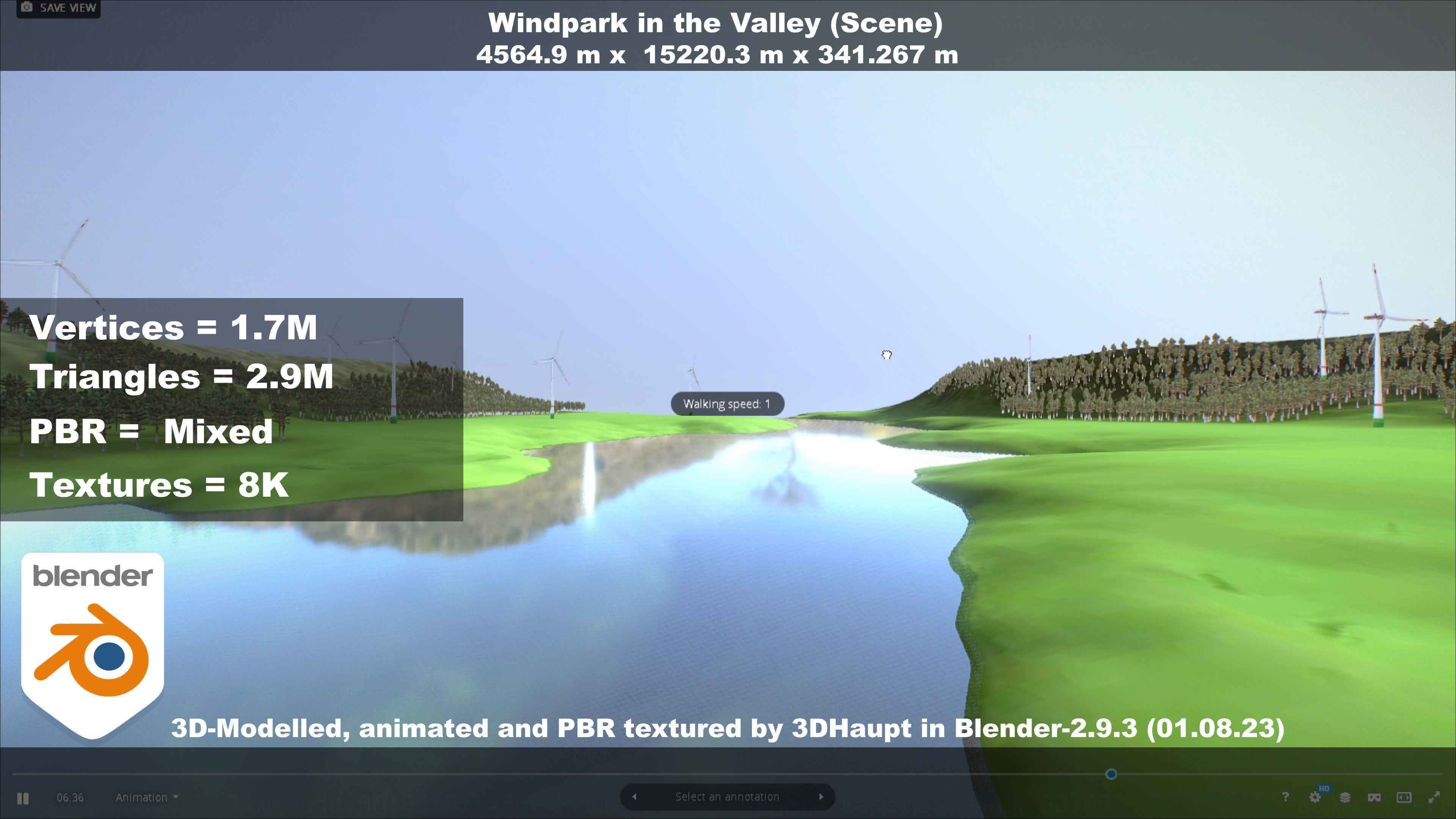 Windpark in the Valley Scene Low-poly 3D model_59