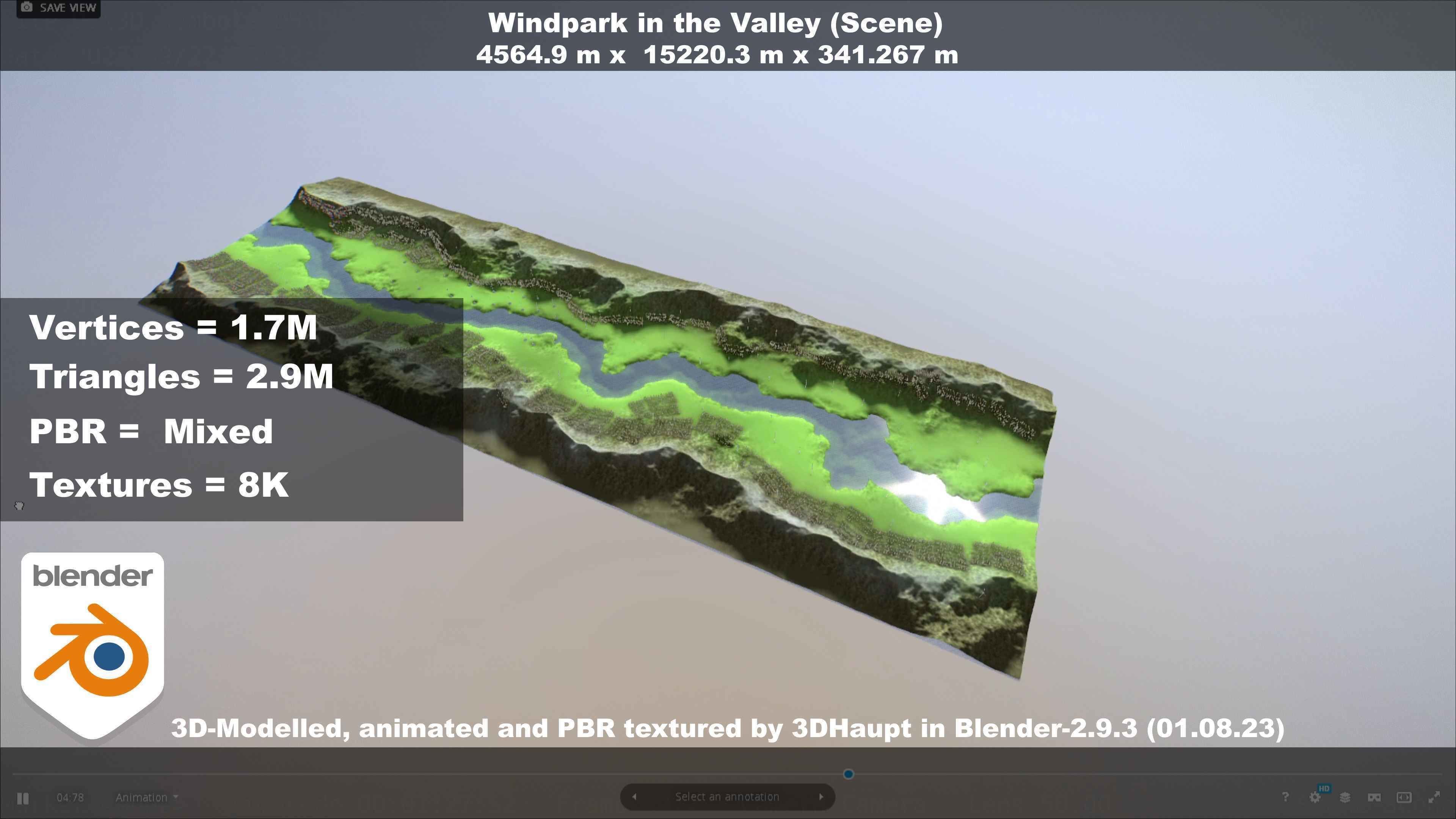 Windpark in the Valley Scene Low-poly 3D model_114