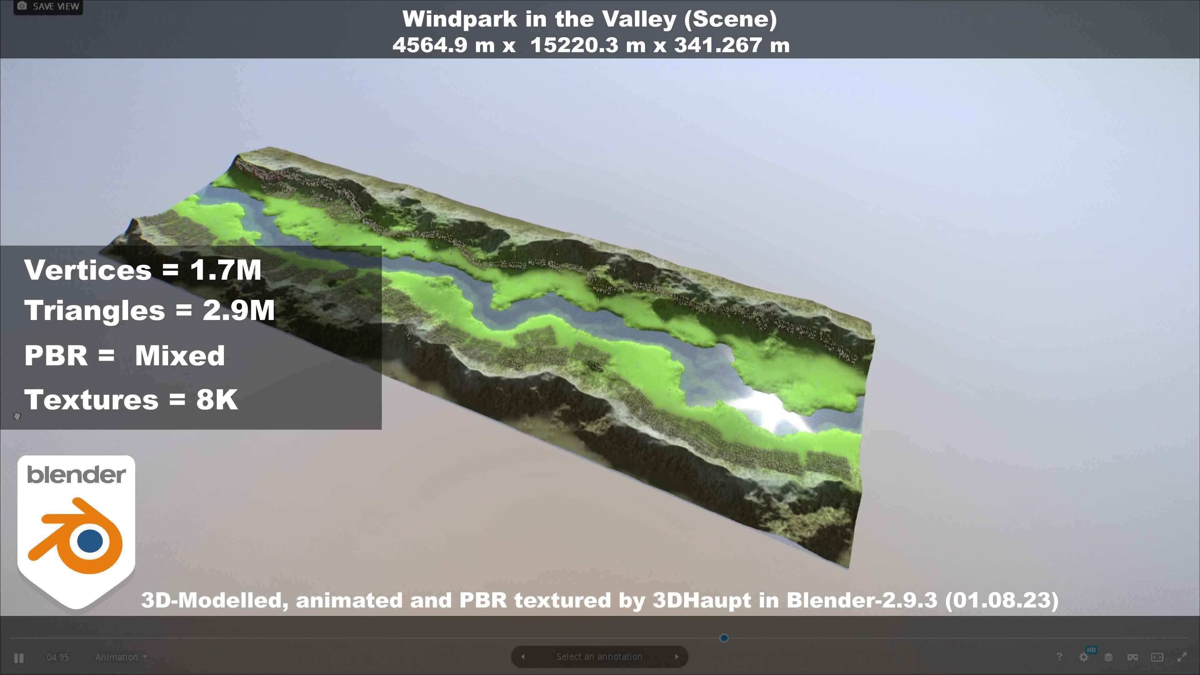 Windpark in the Valley Scene Low-poly 3D model_75