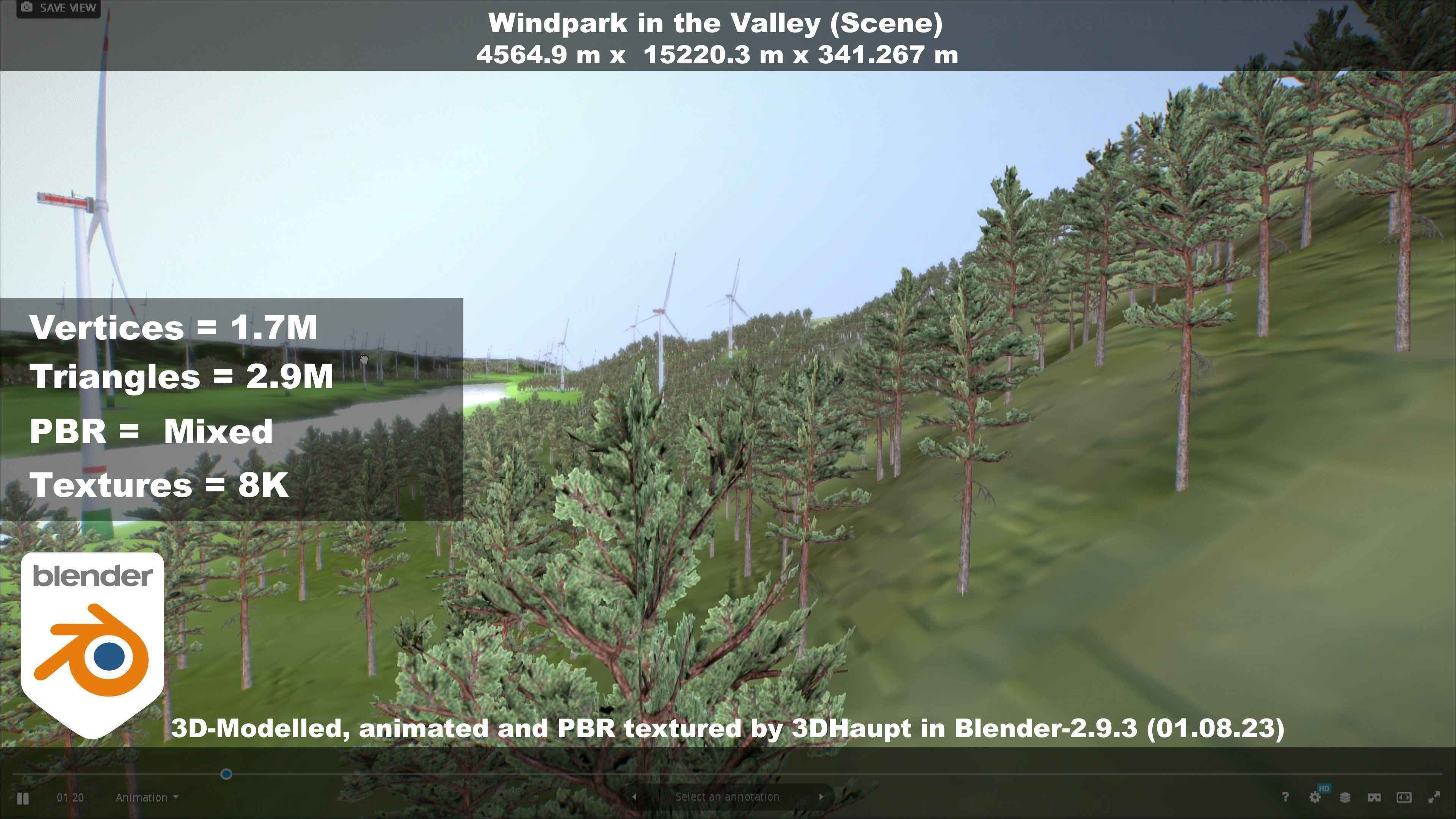 Windpark in the Valley Scene Low-poly 3D model_106