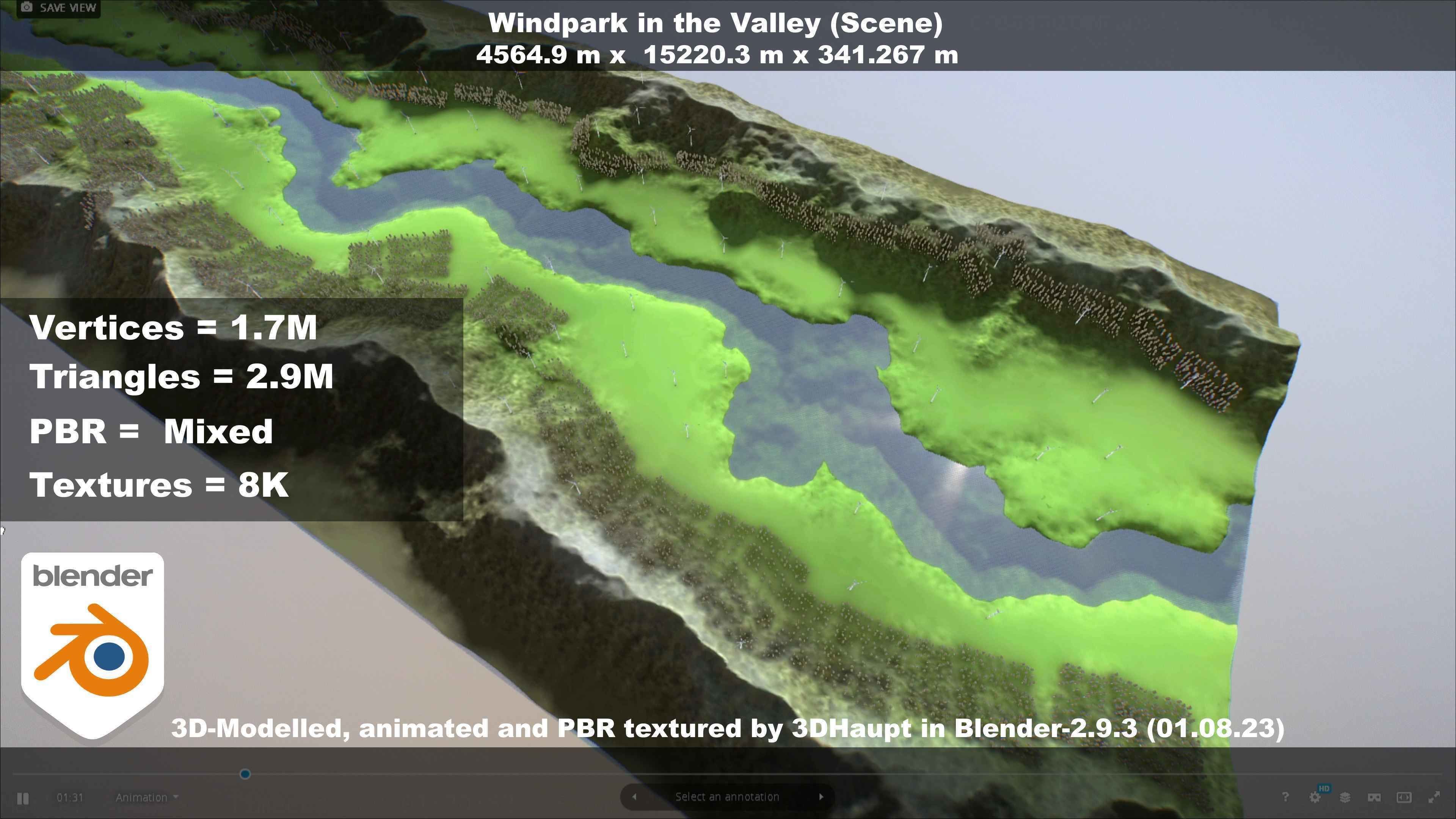 Windpark in the Valley Scene Low-poly 3D model_112