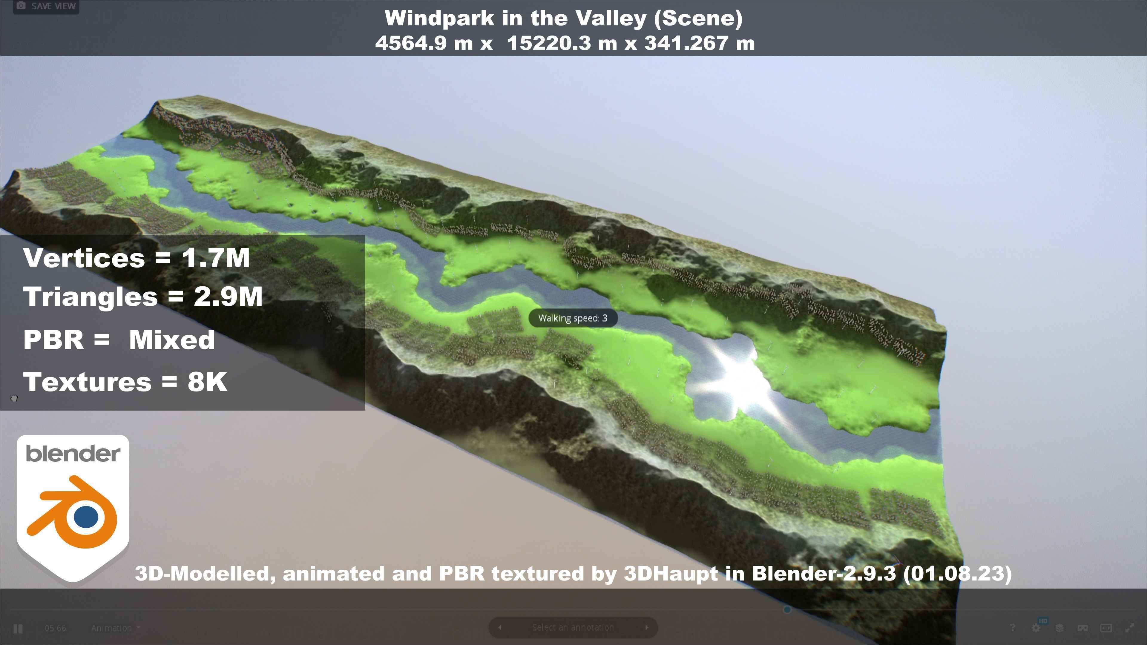 Windpark in the Valley Scene Low-poly 3D model_76