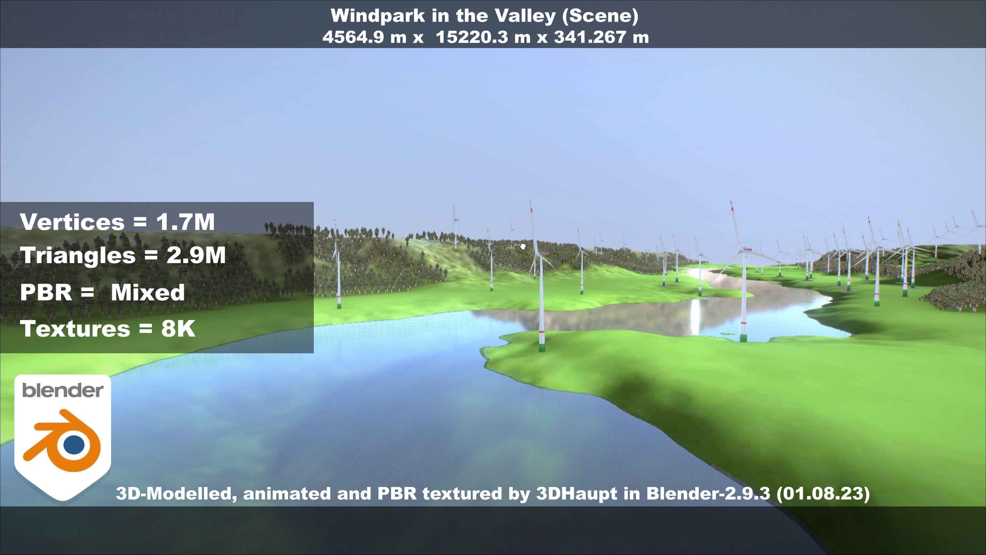 Windpark in the Valley Scene Low-poly 3D model_43