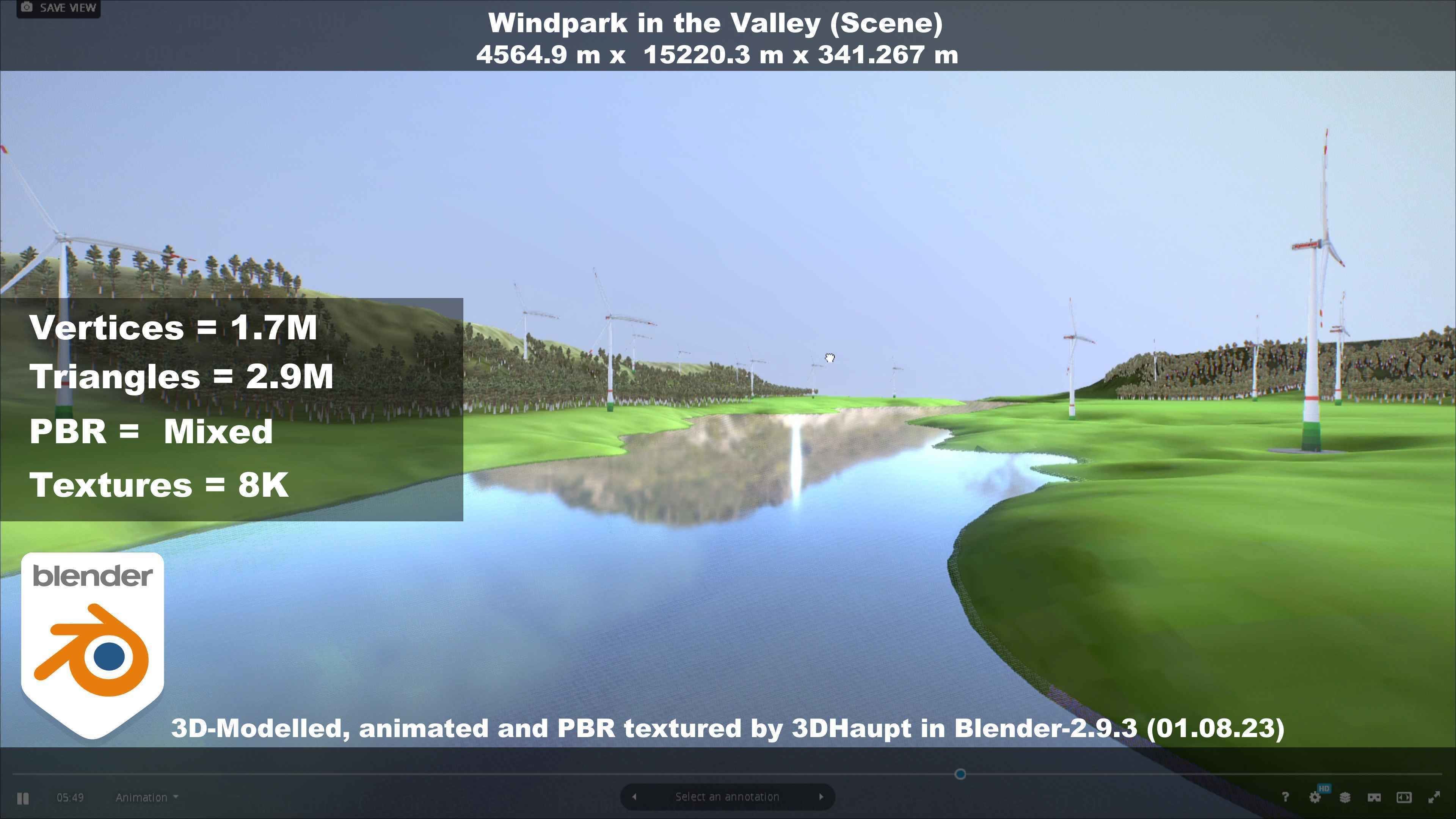 Windpark in the Valley Scene Low-poly 3D model_58