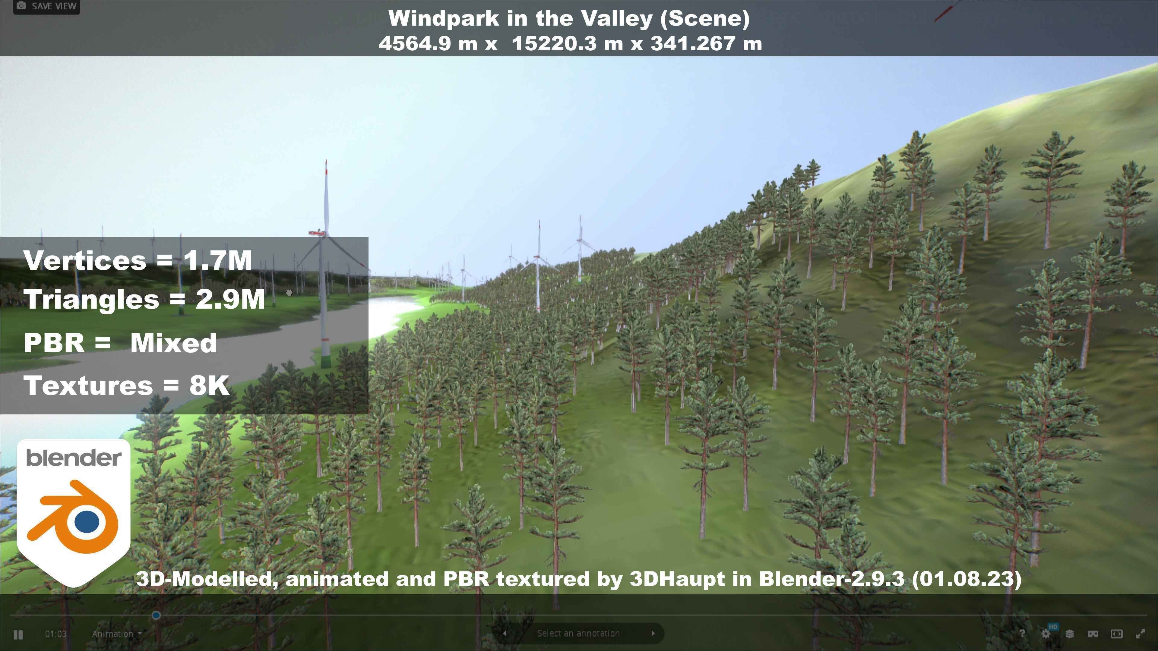 Windpark in the Valley Scene Low-poly 3D model_63