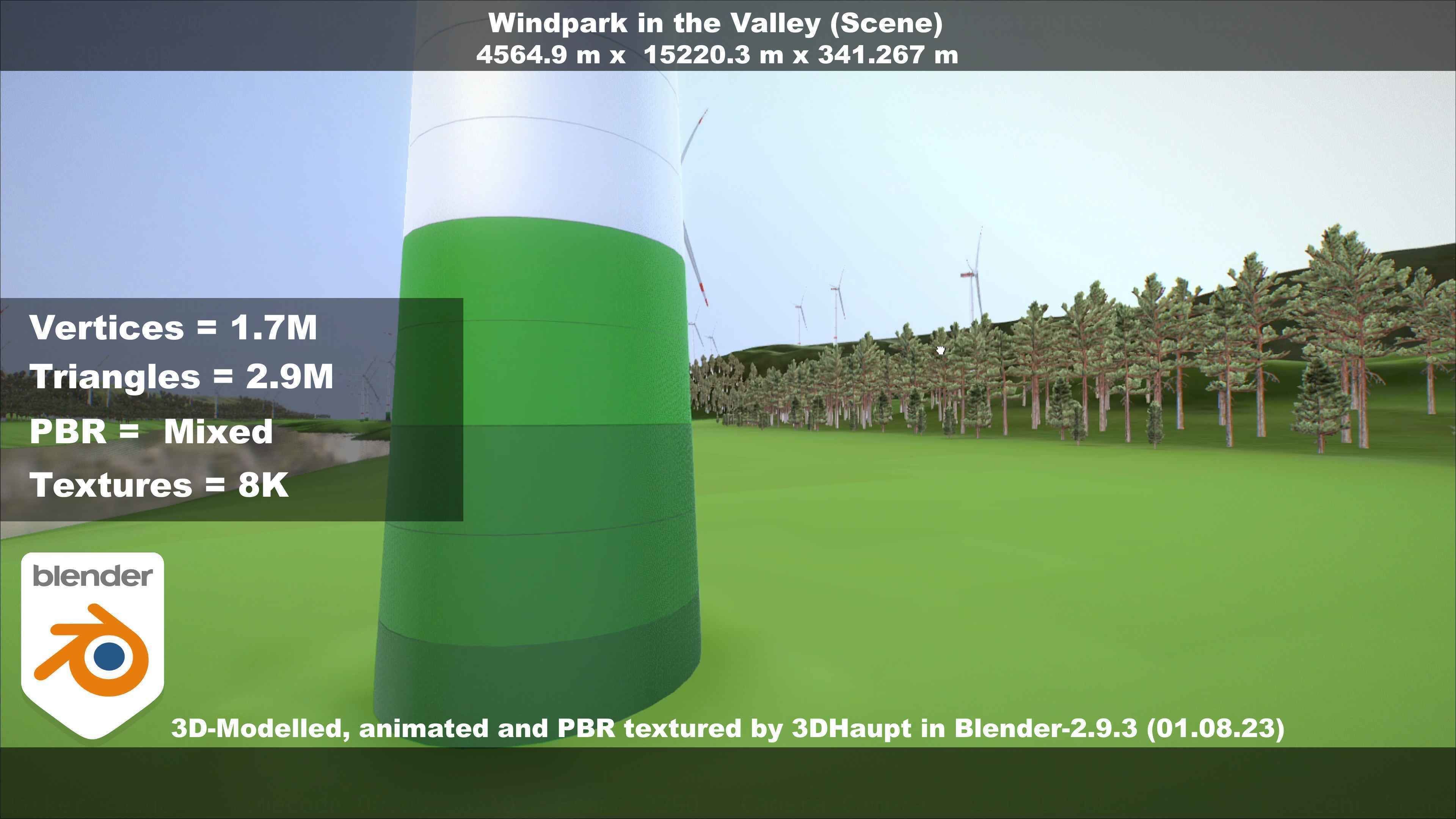 Windpark in the Valley Scene Low-poly 3D model_47