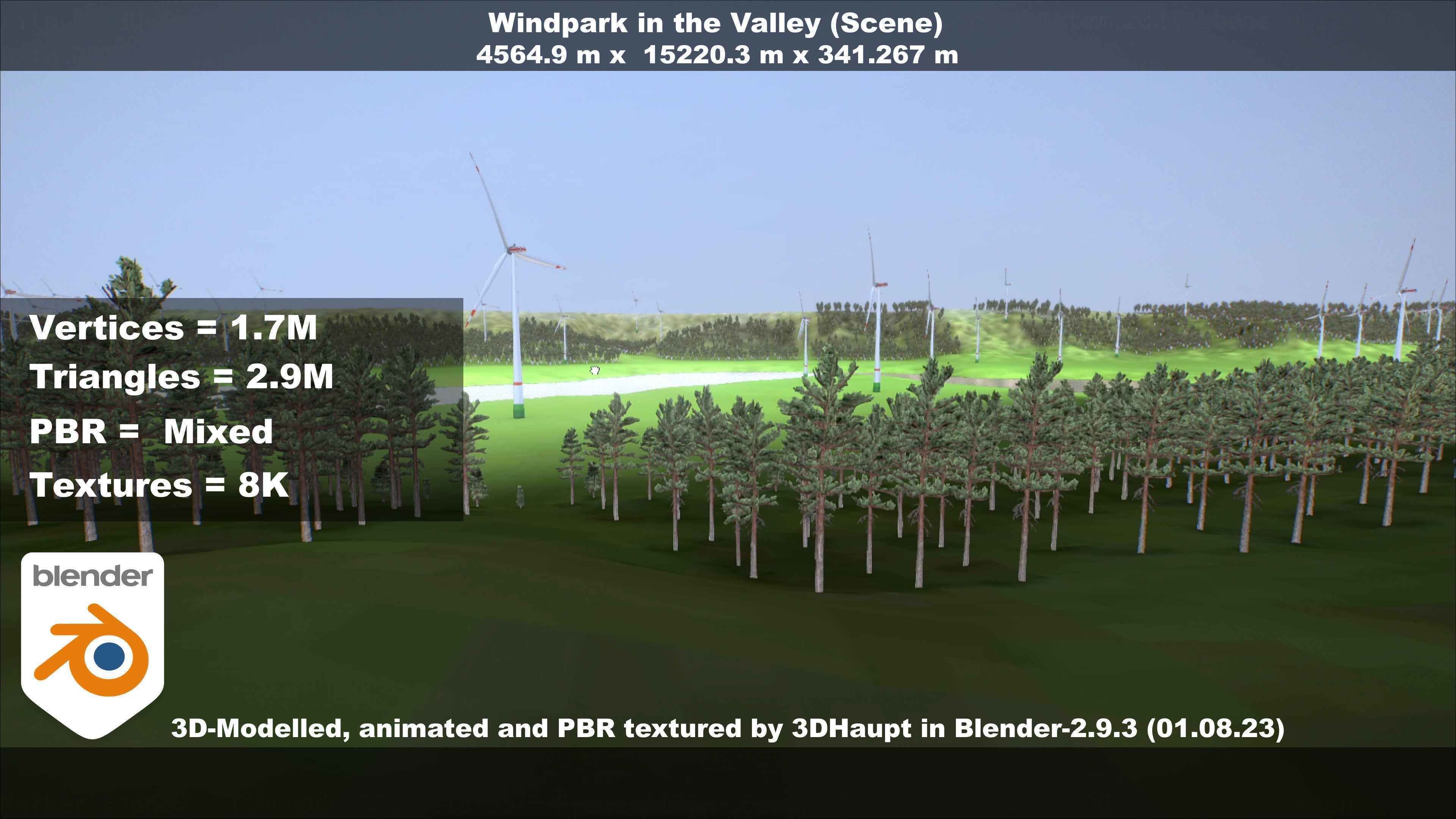 Windpark in the Valley Scene Low-poly 3D model_84