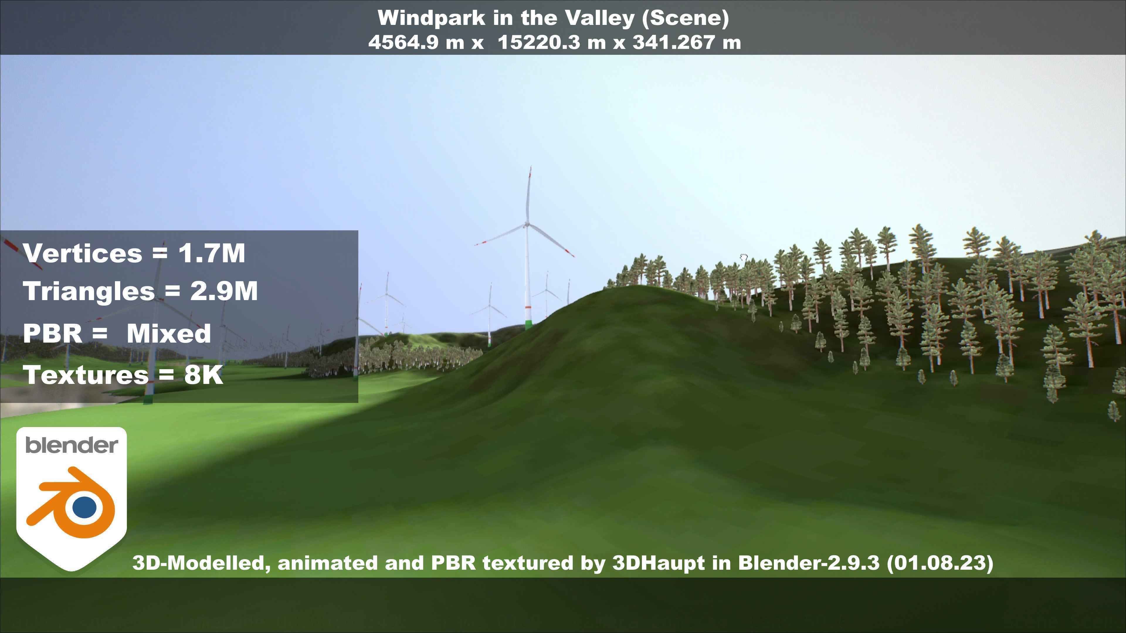 Windpark in the Valley Scene Low-poly 3D model_85