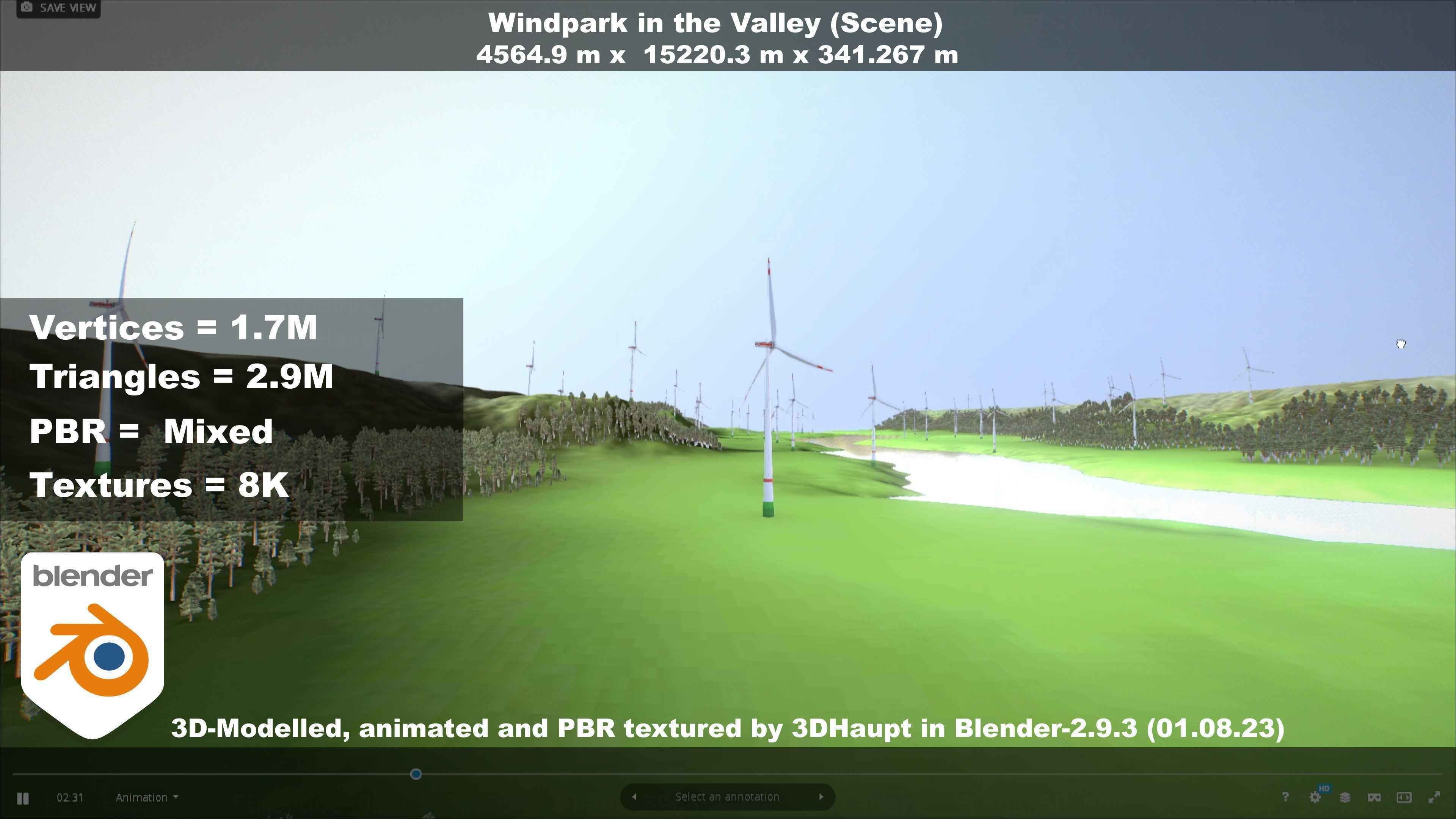 Windpark in the Valley Scene Low-poly 3D model_81