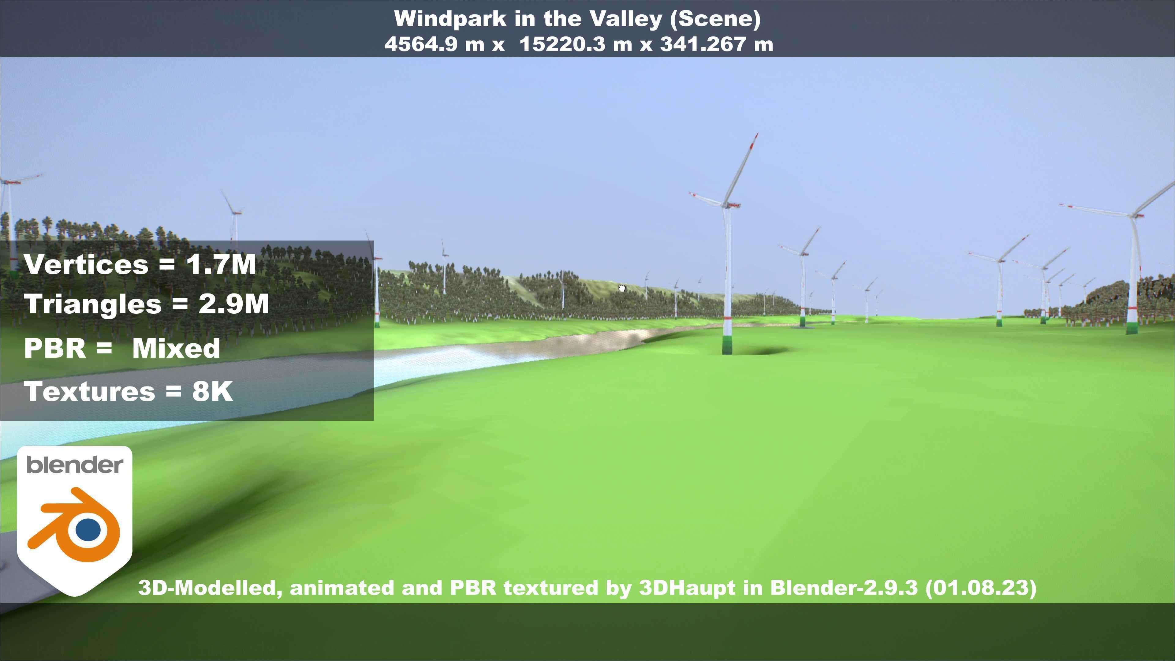 Windpark in the Valley Scene Low-poly 3D model_101