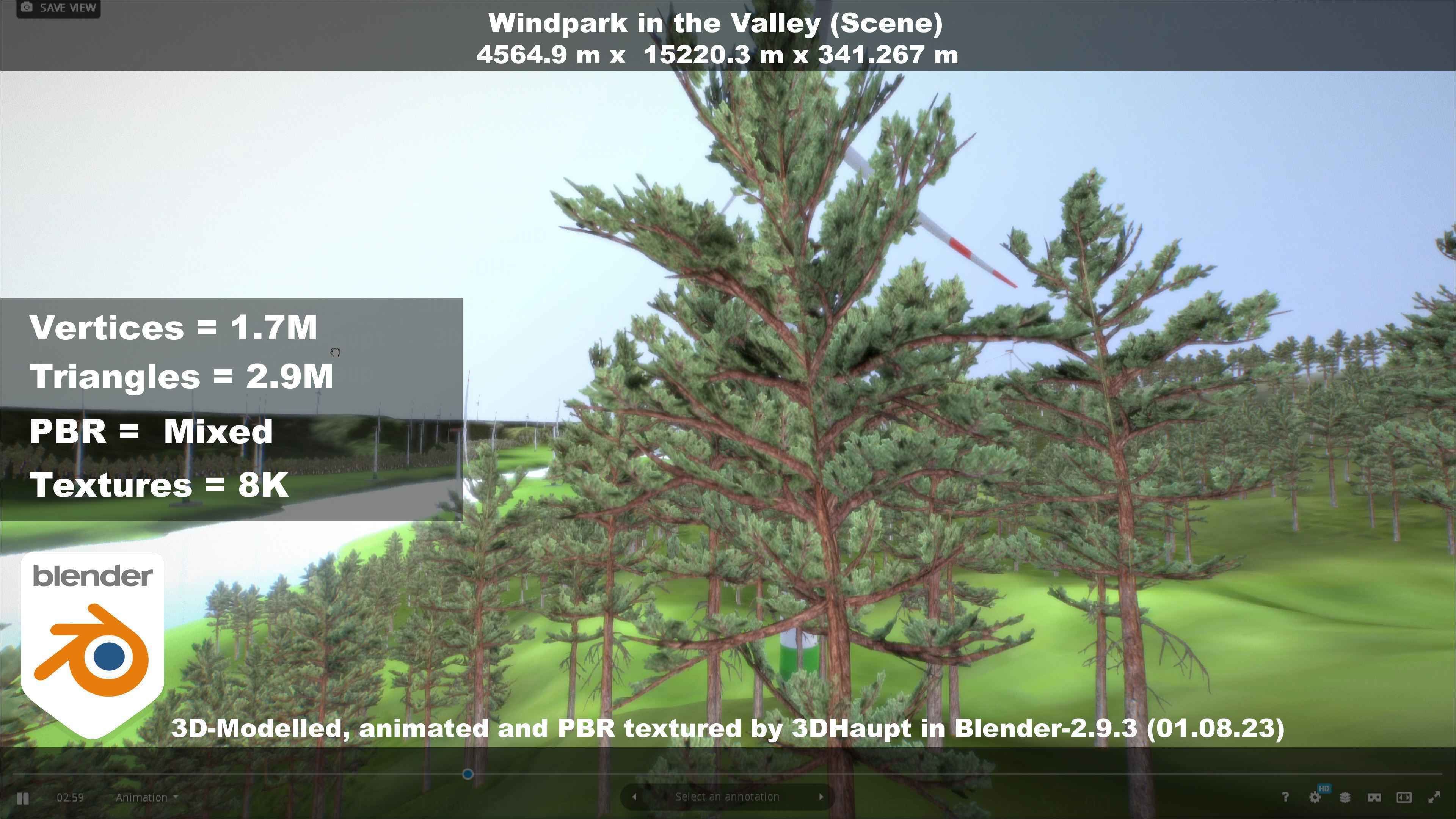 Windpark in the Valley Scene Low-poly 3D model_13