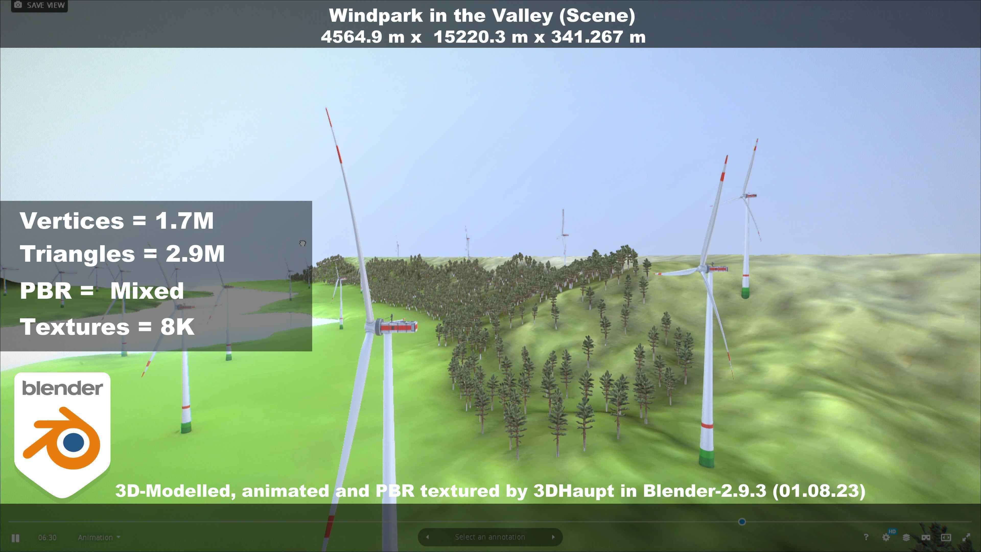 Windpark in the Valley Scene Low-poly 3D model_67