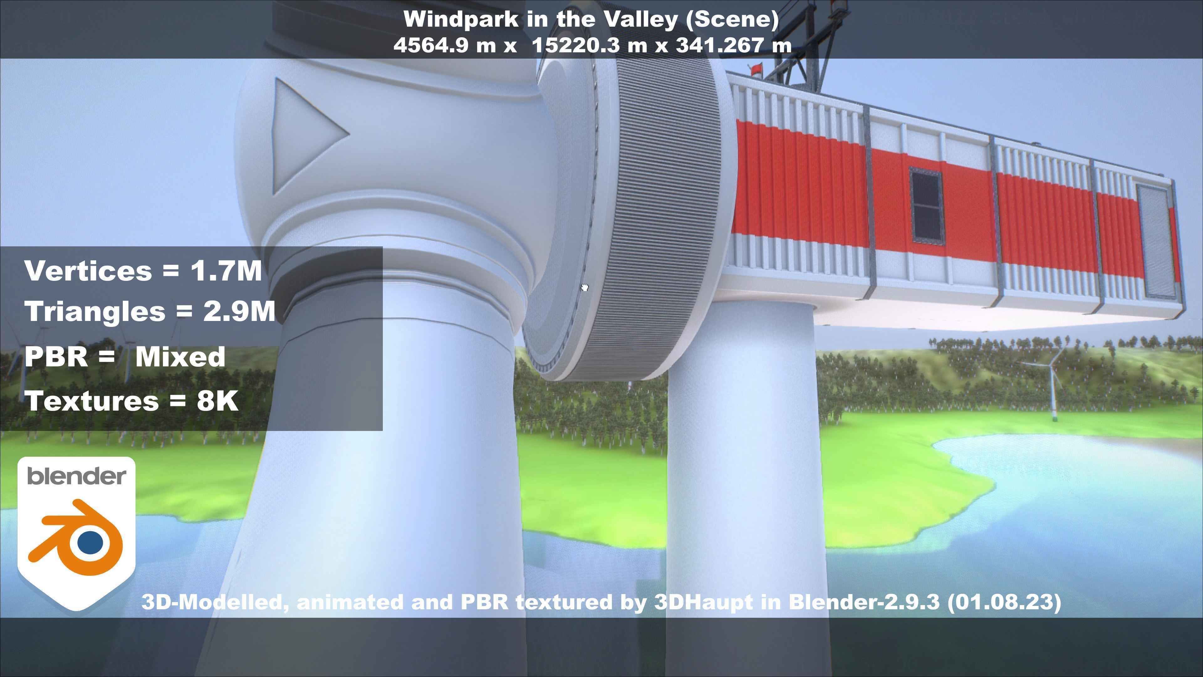 Windpark in the Valley Scene Low-poly 3D model_130