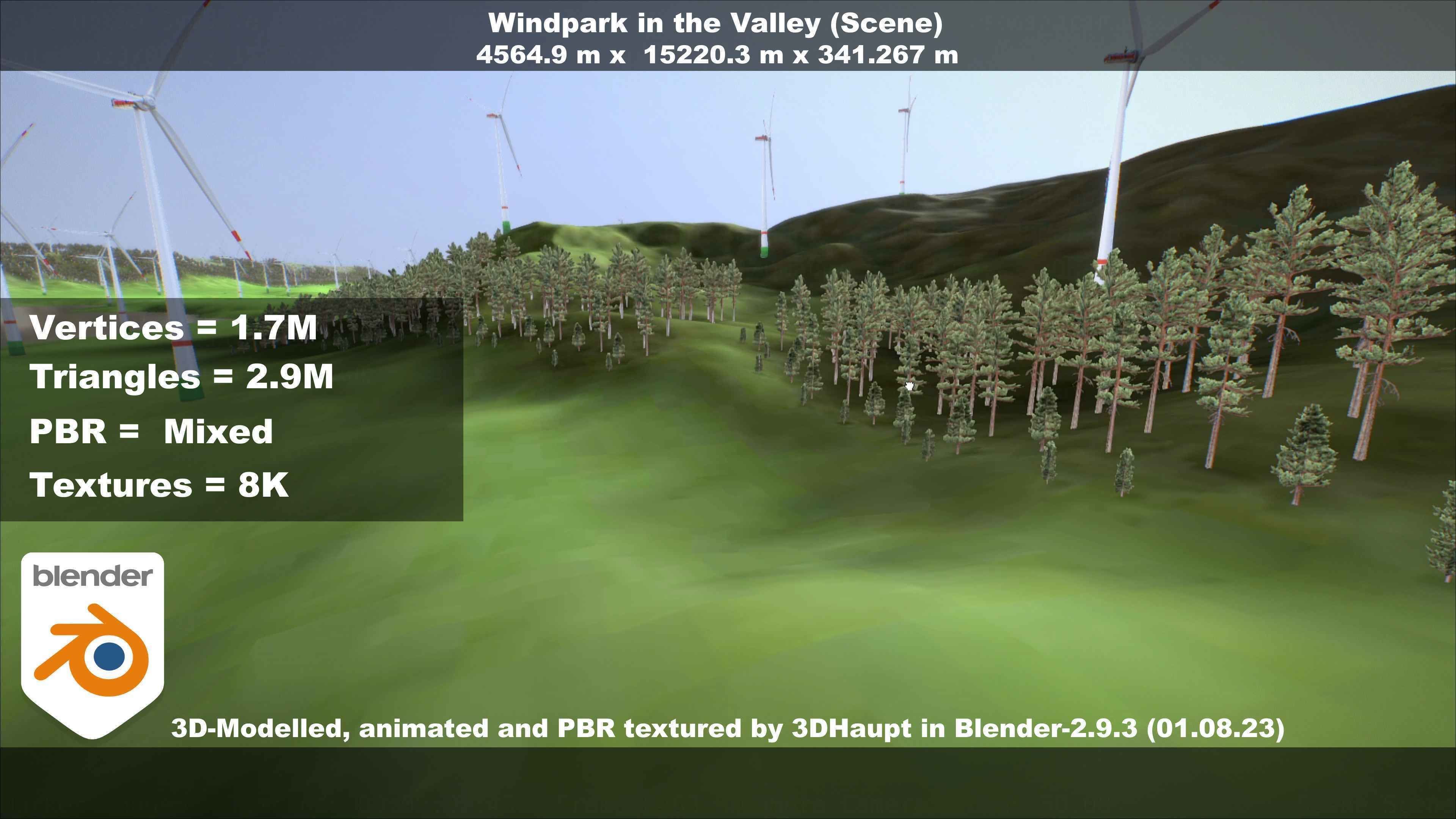 Windpark in the Valley Scene Low-poly 3D model_88
