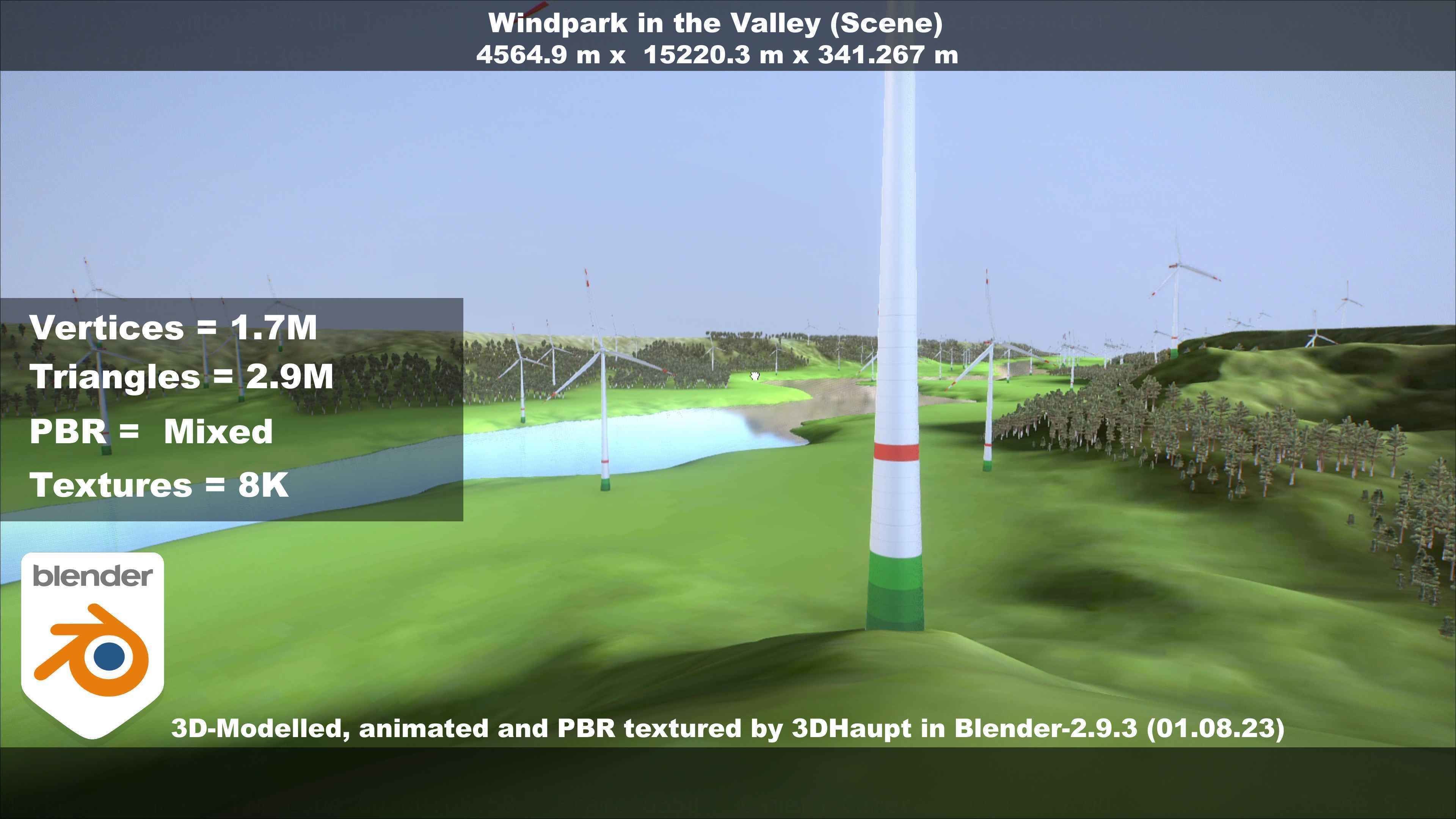 Windpark in the Valley Scene Low-poly 3D model_87