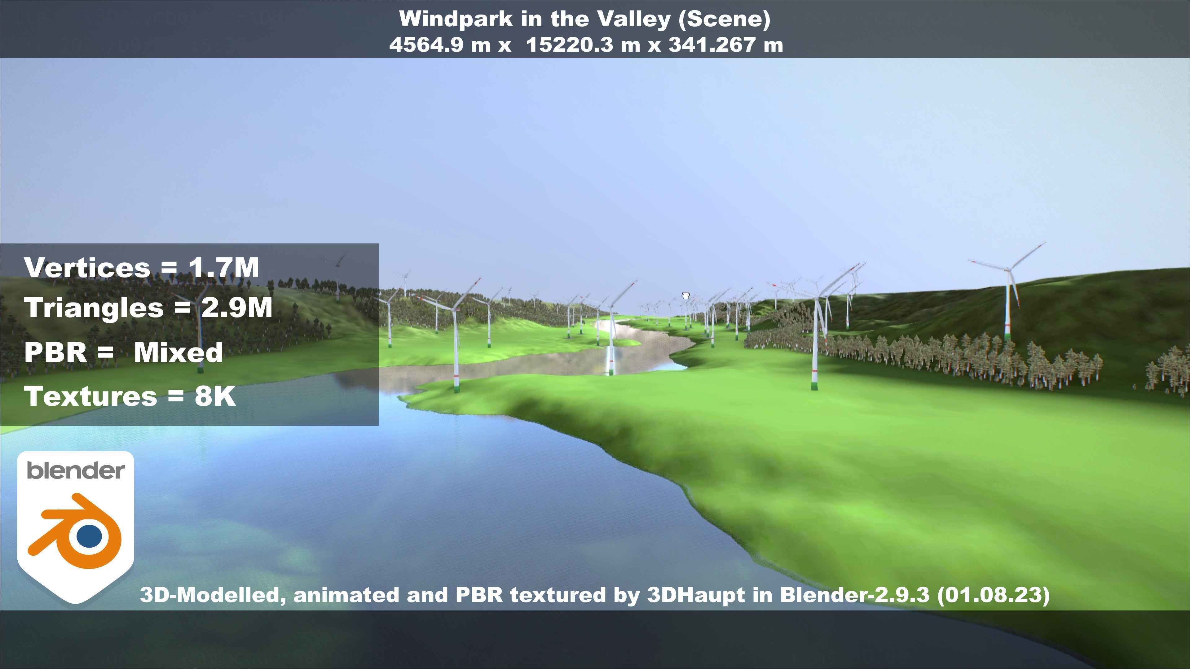 Windpark in the Valley Scene Low-poly 3D model_131