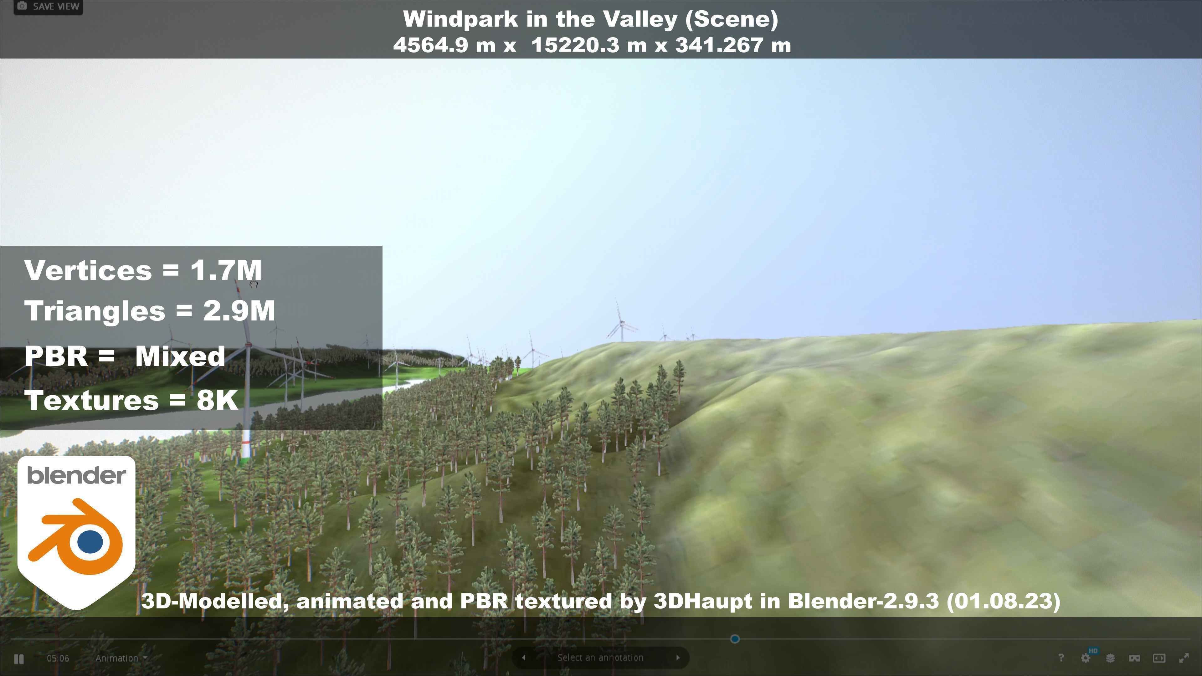 Windpark in the Valley Scene Low-poly 3D model_66
