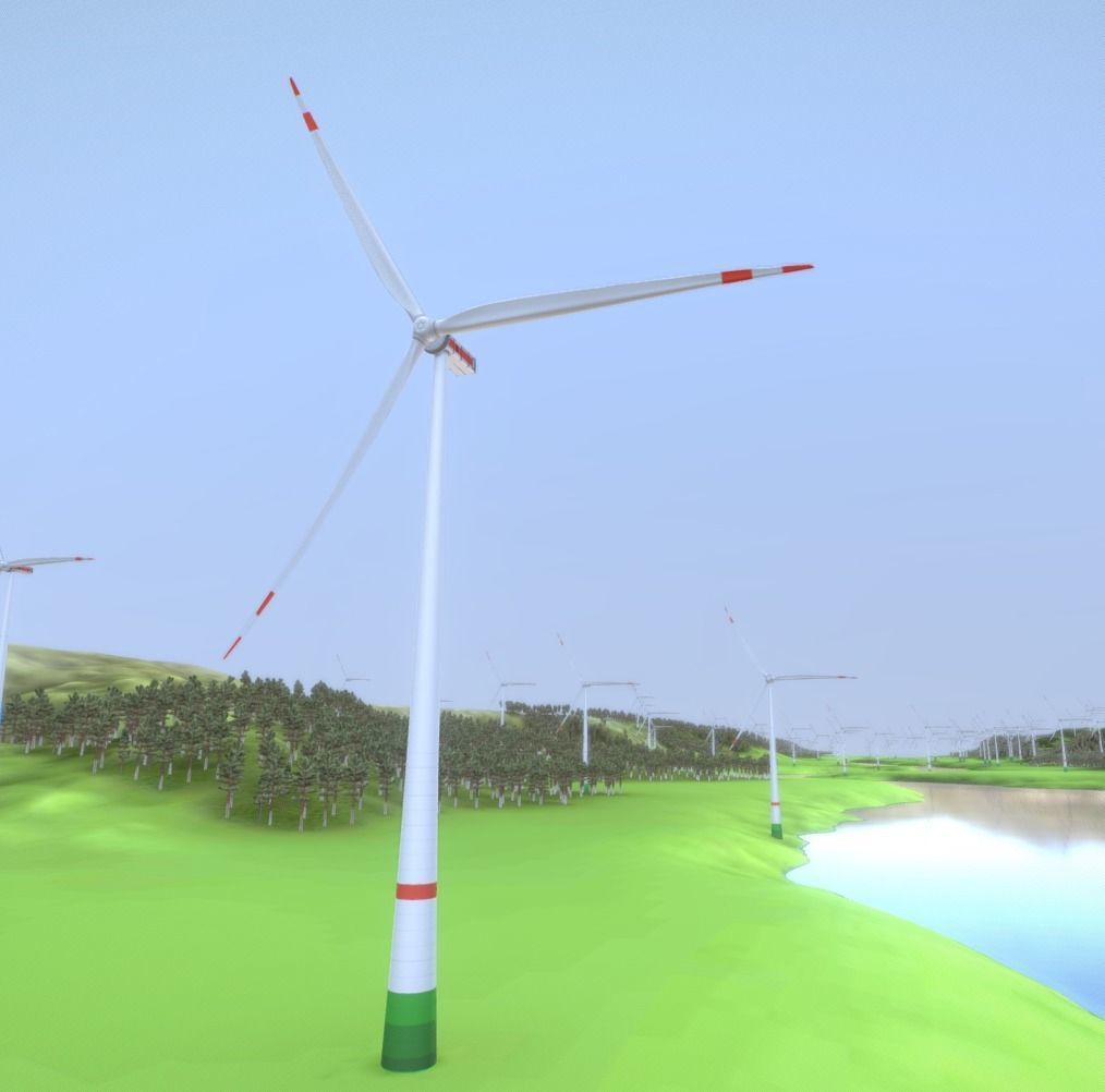 Windpark in the Valley Scene Low-poly 3D model_15