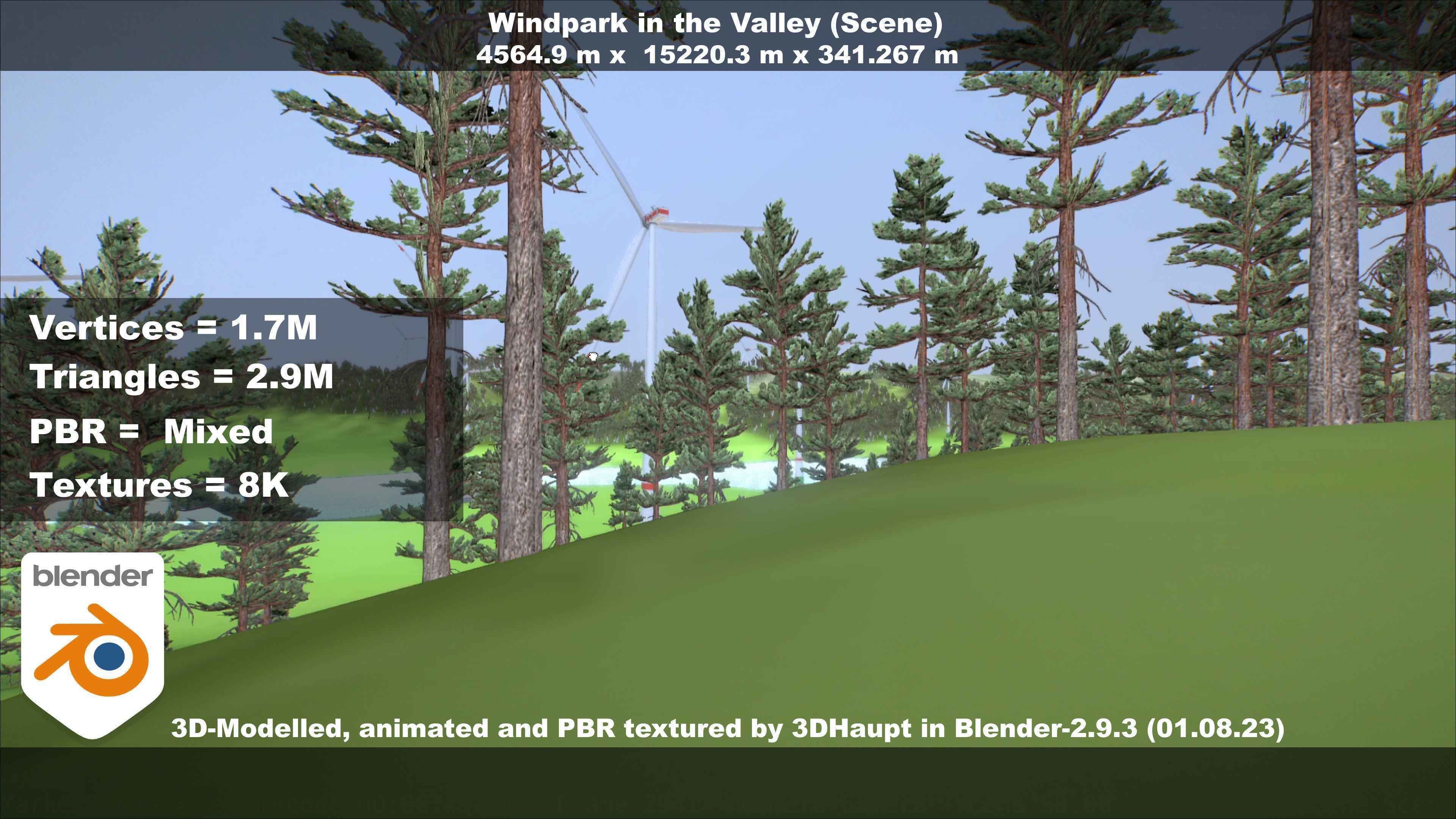 Windpark in the Valley Scene Low-poly 3D model_100