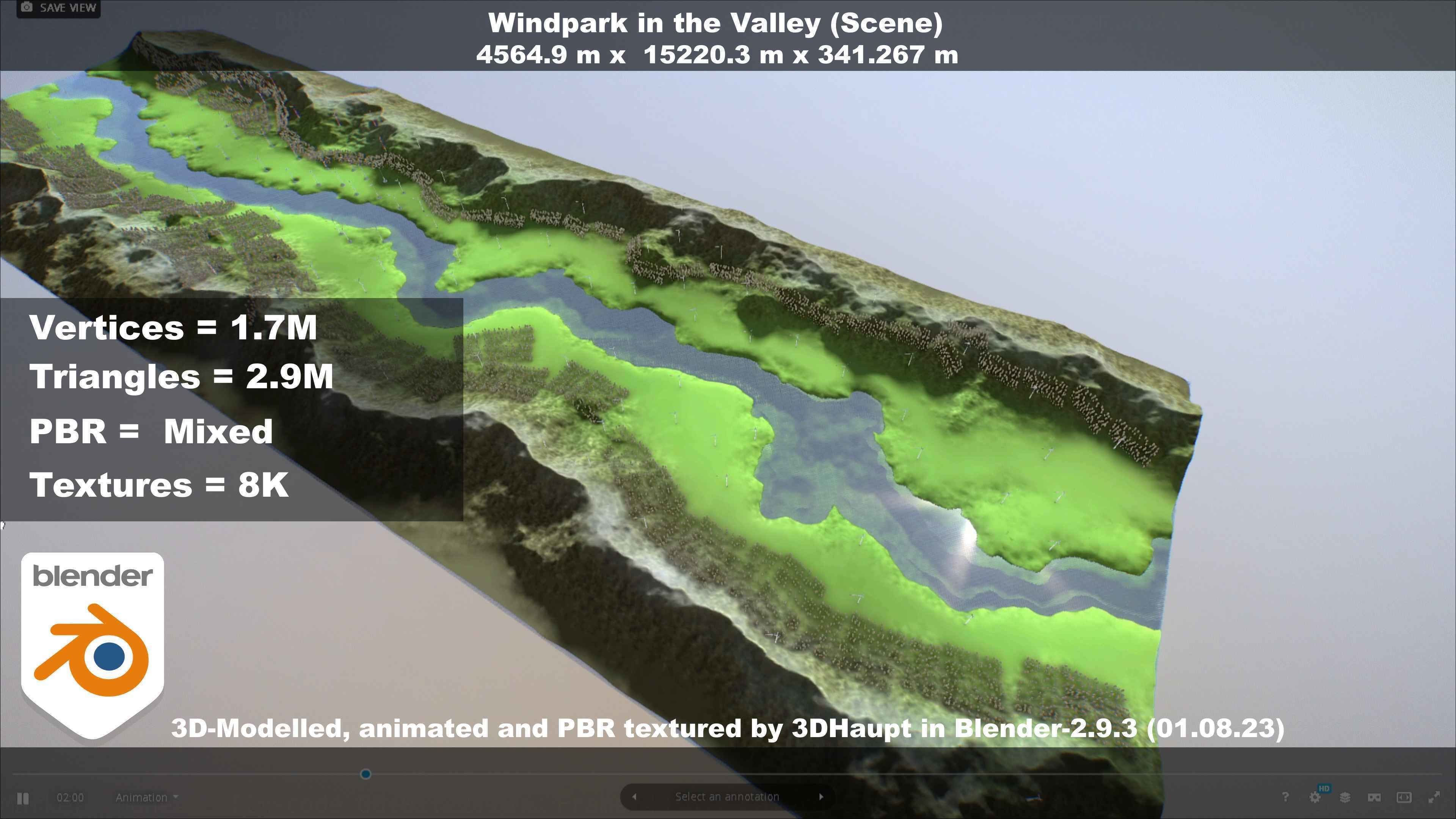 Windpark in the Valley Scene Low-poly 3D model_71
