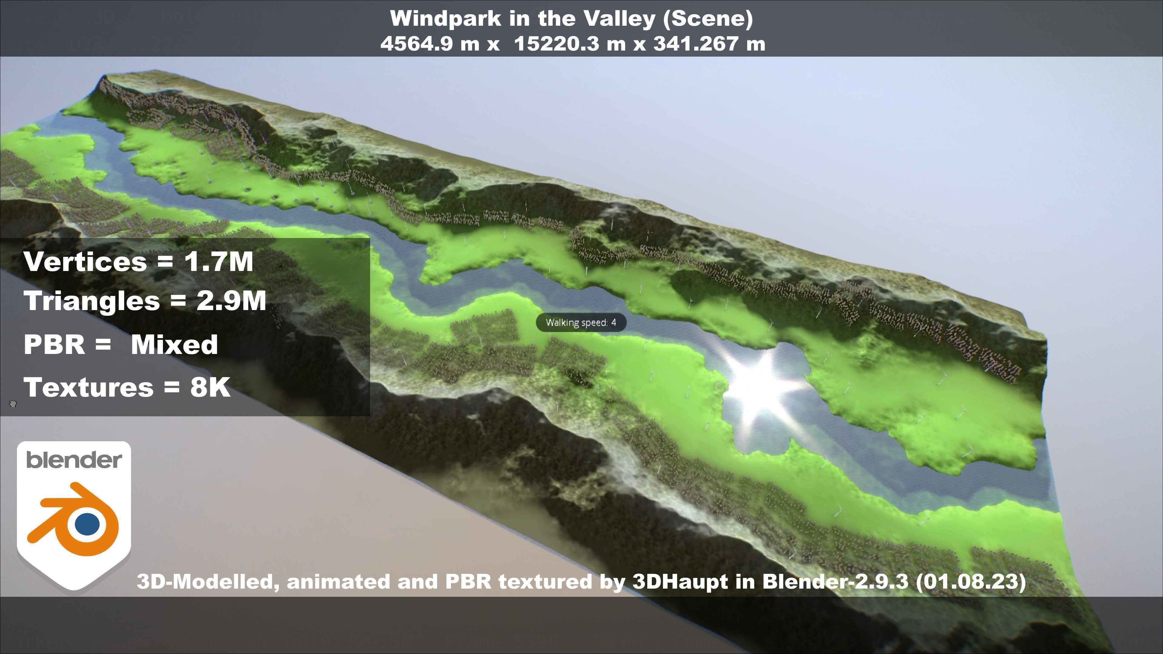 Windpark in the Valley Scene Low-poly 3D model_115